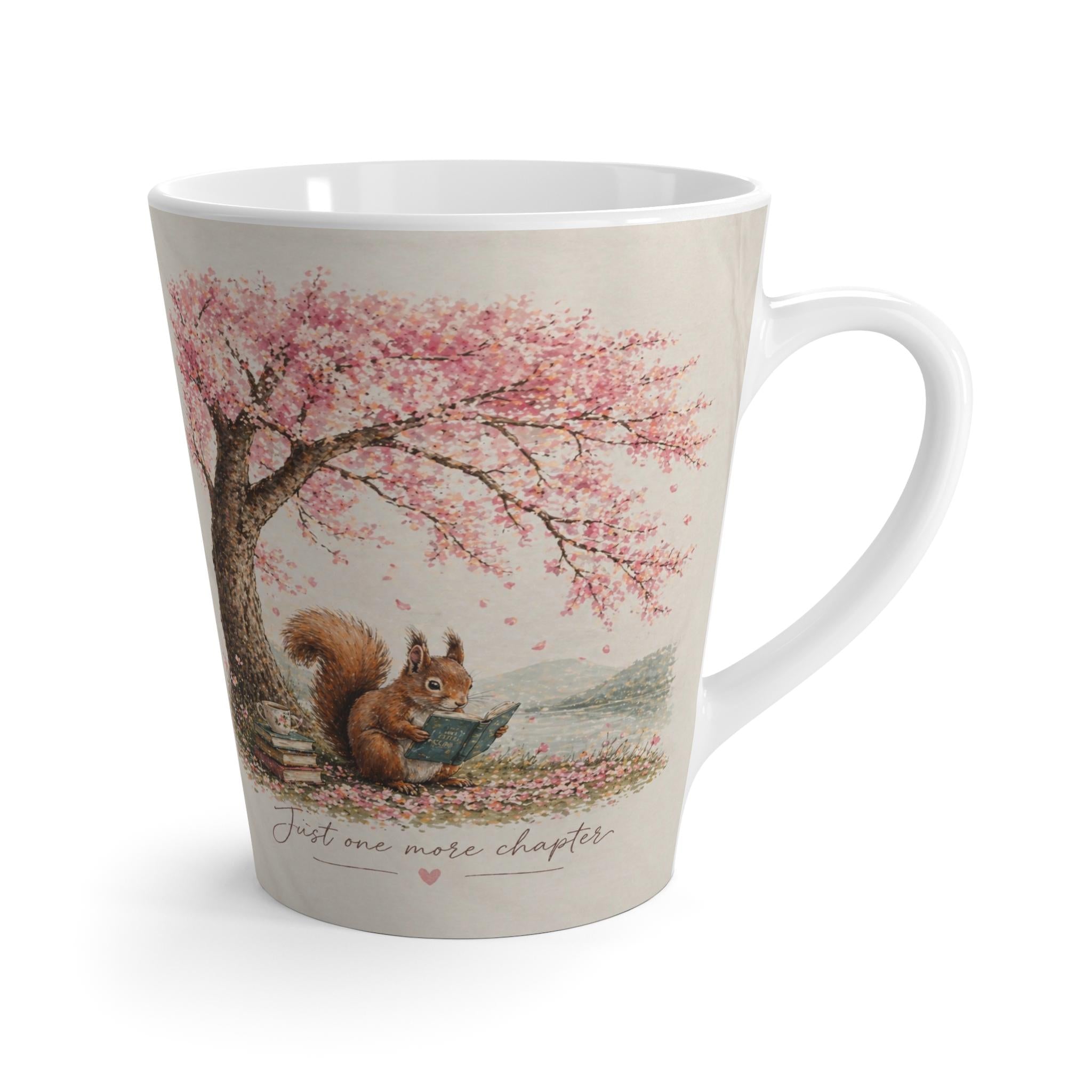 Cherry Blossom Squirrel Latte Mug | Reading Tree Ceramic Mug