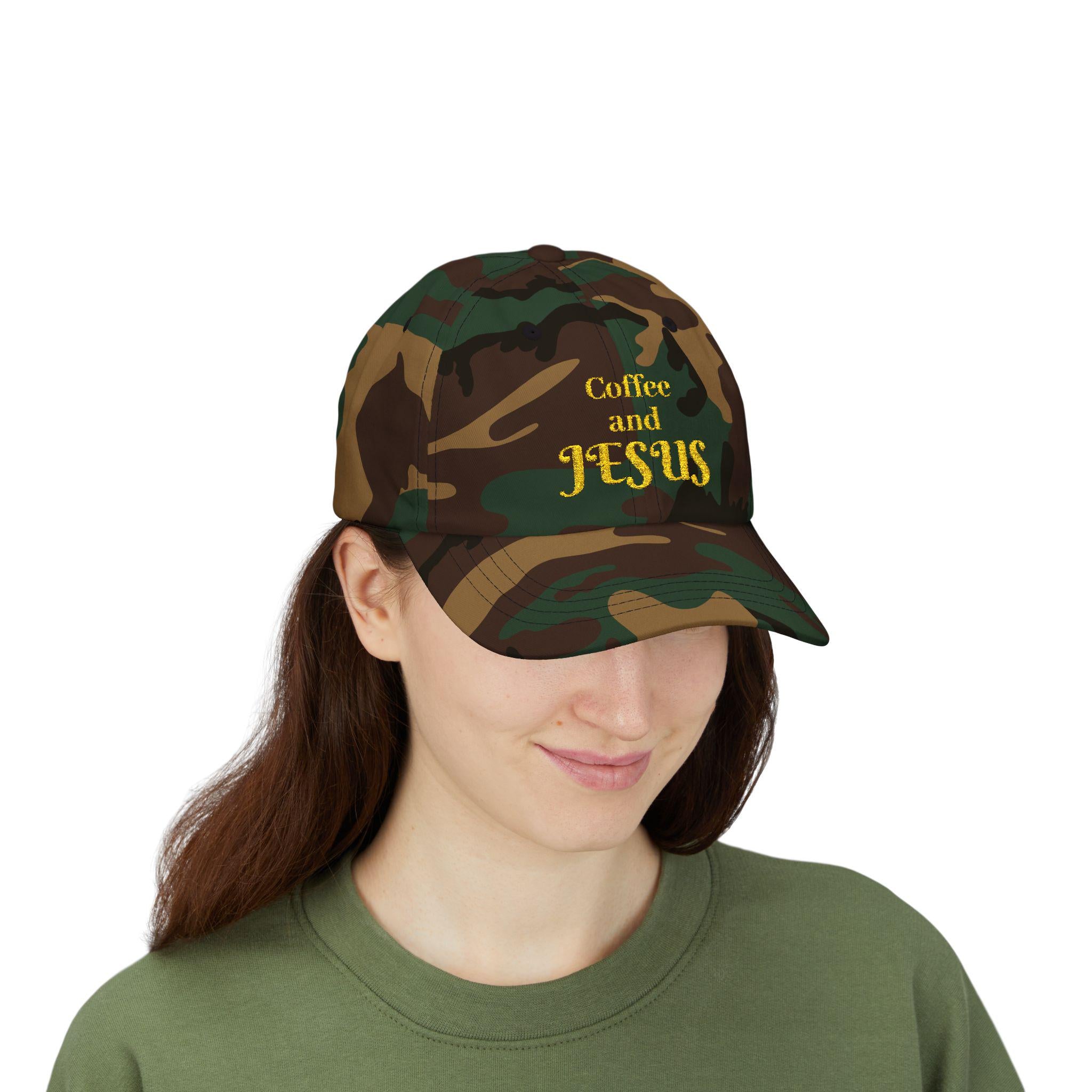 Coffee and JESUS Dad Cap | Embroidered Christian Hat