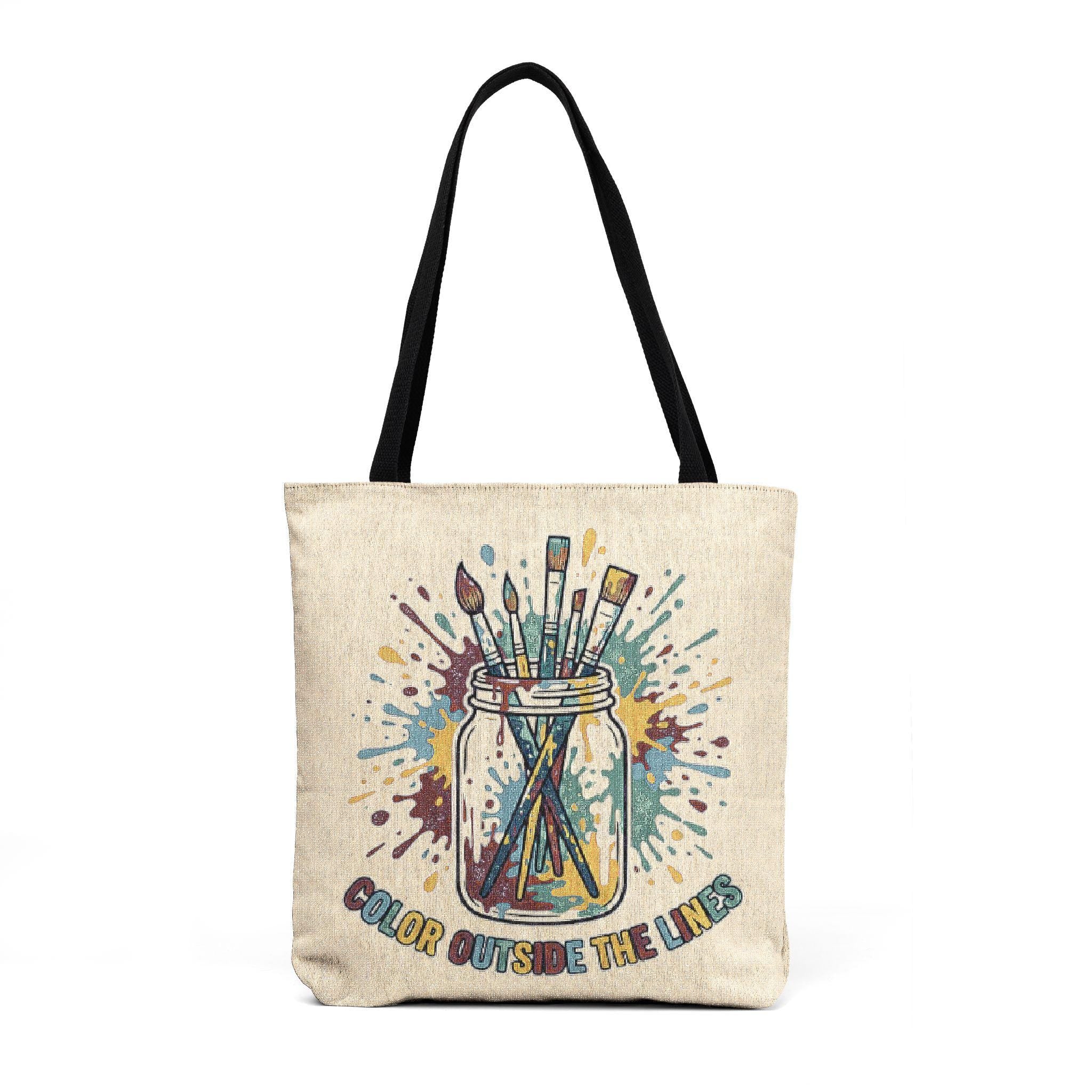 Paint Jar Mosaic Tote | Artist Supplies, Colorful Art Tools Illustration
