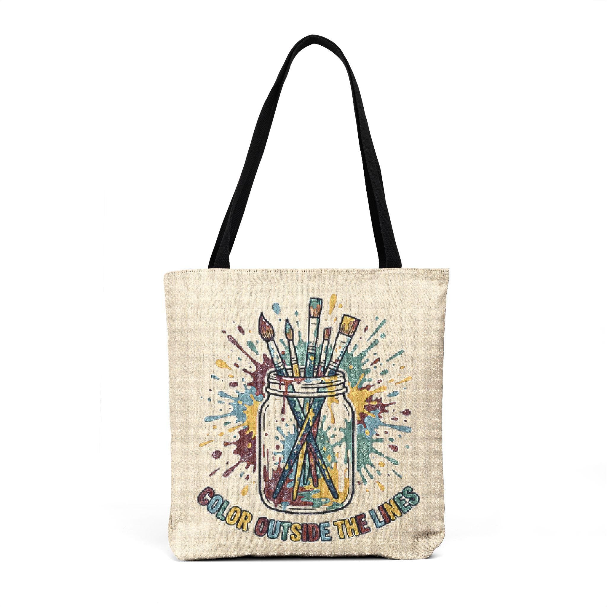 Paint Jar Mosaic Tote | Artist Supplies, Colorful Art Tools Illustration