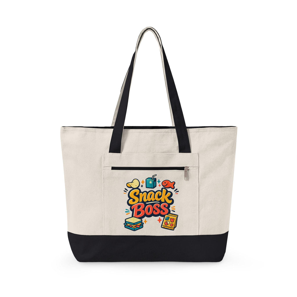 Snack Boss Tote Bag | Zippered Canvas, Retro Illustration