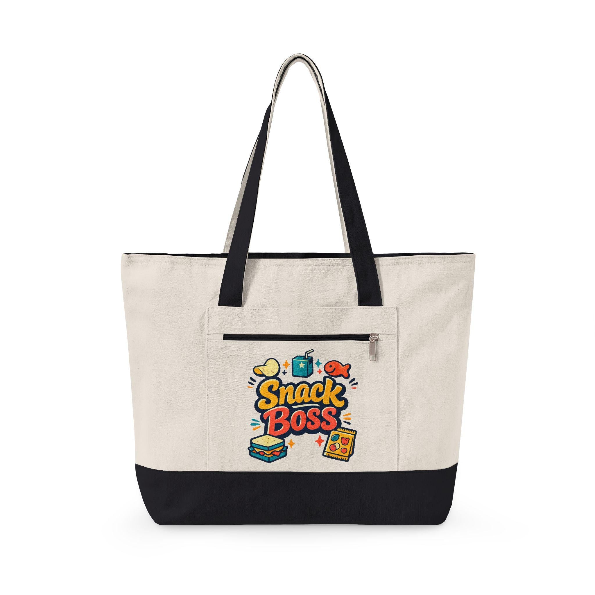 Snack Boss Tote Bag | Zippered Canvas, Retro Illustration