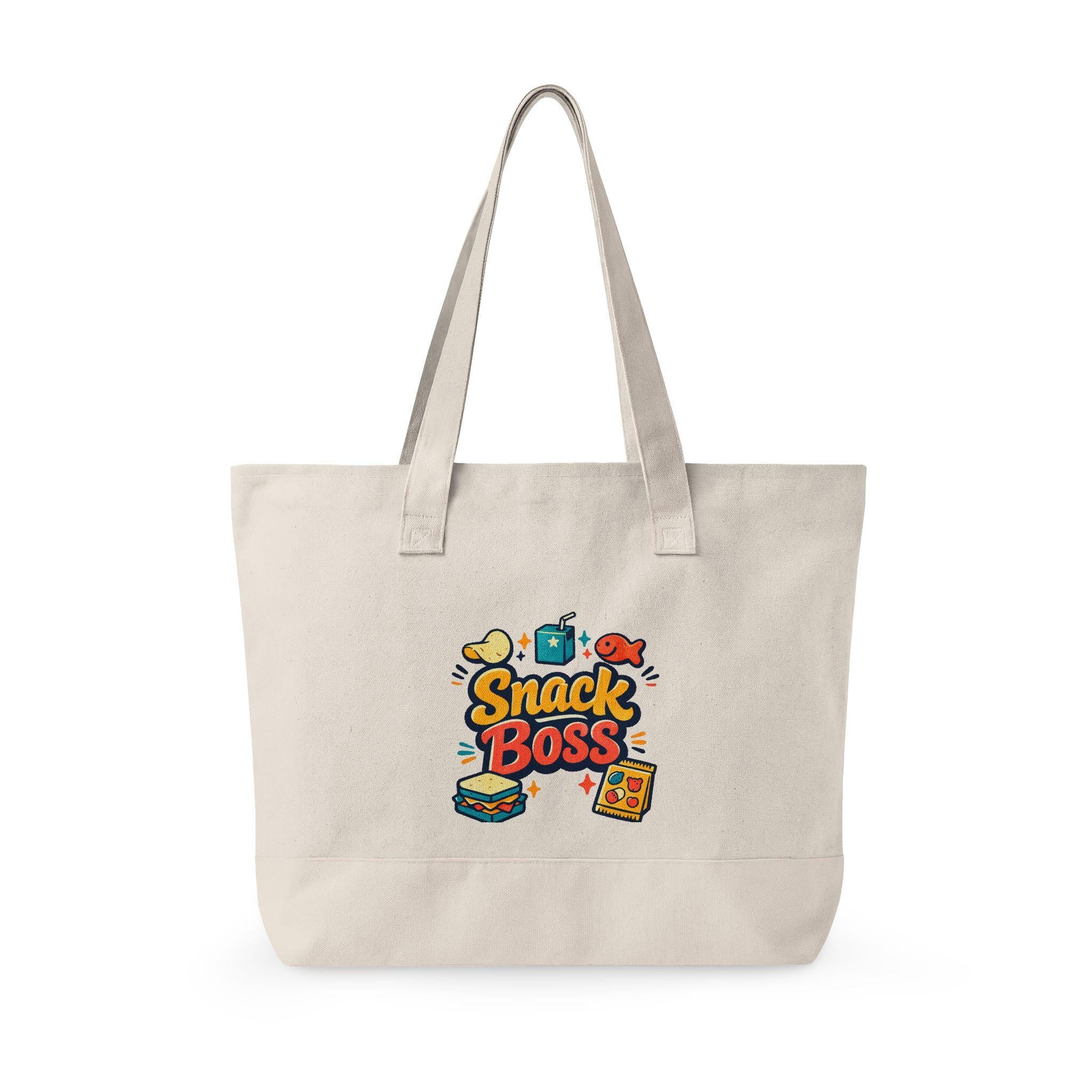 Snack Boss Tote Bag | Zippered Canvas, Retro Illustration