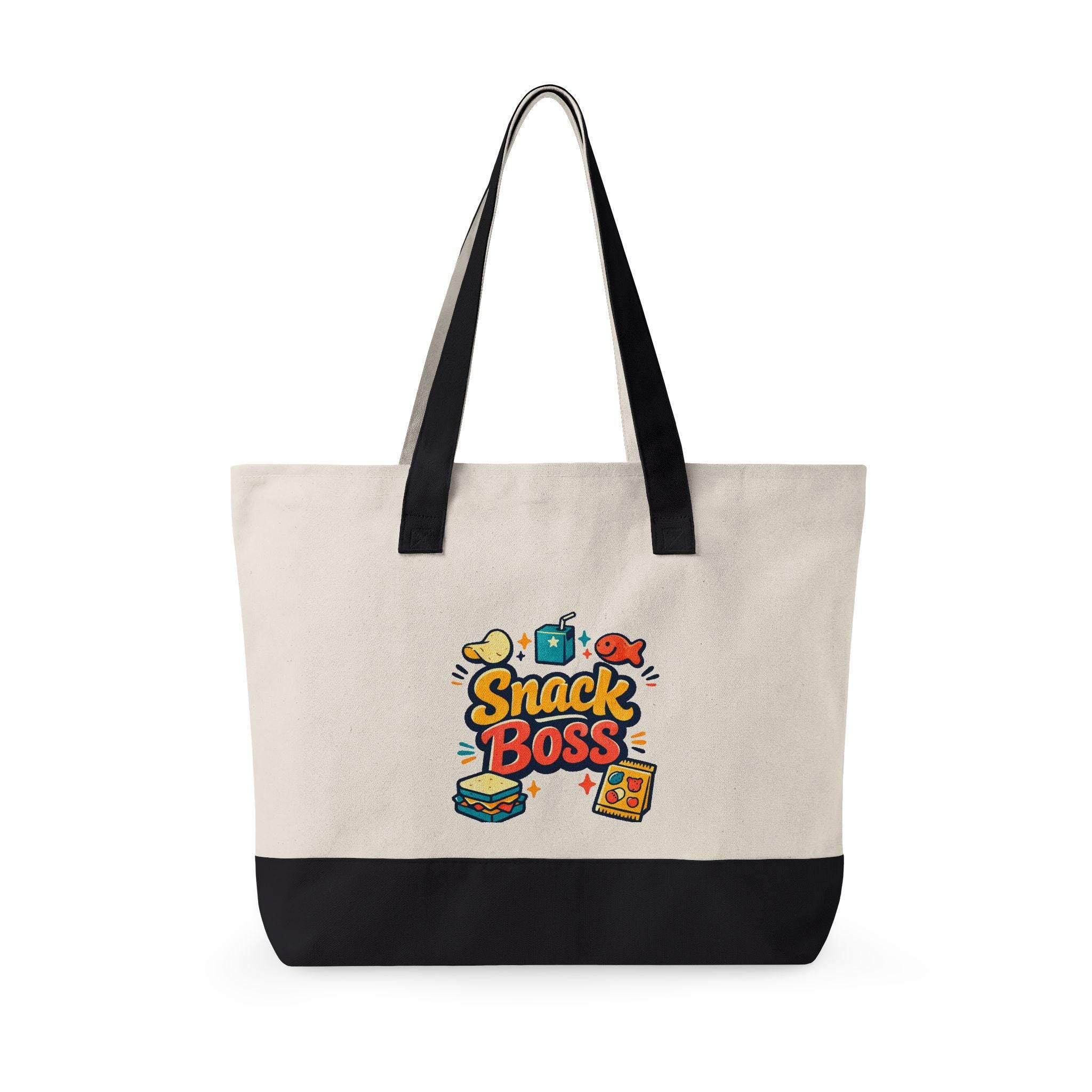 Snack Boss Tote Bag | Zippered Canvas, Retro Illustration