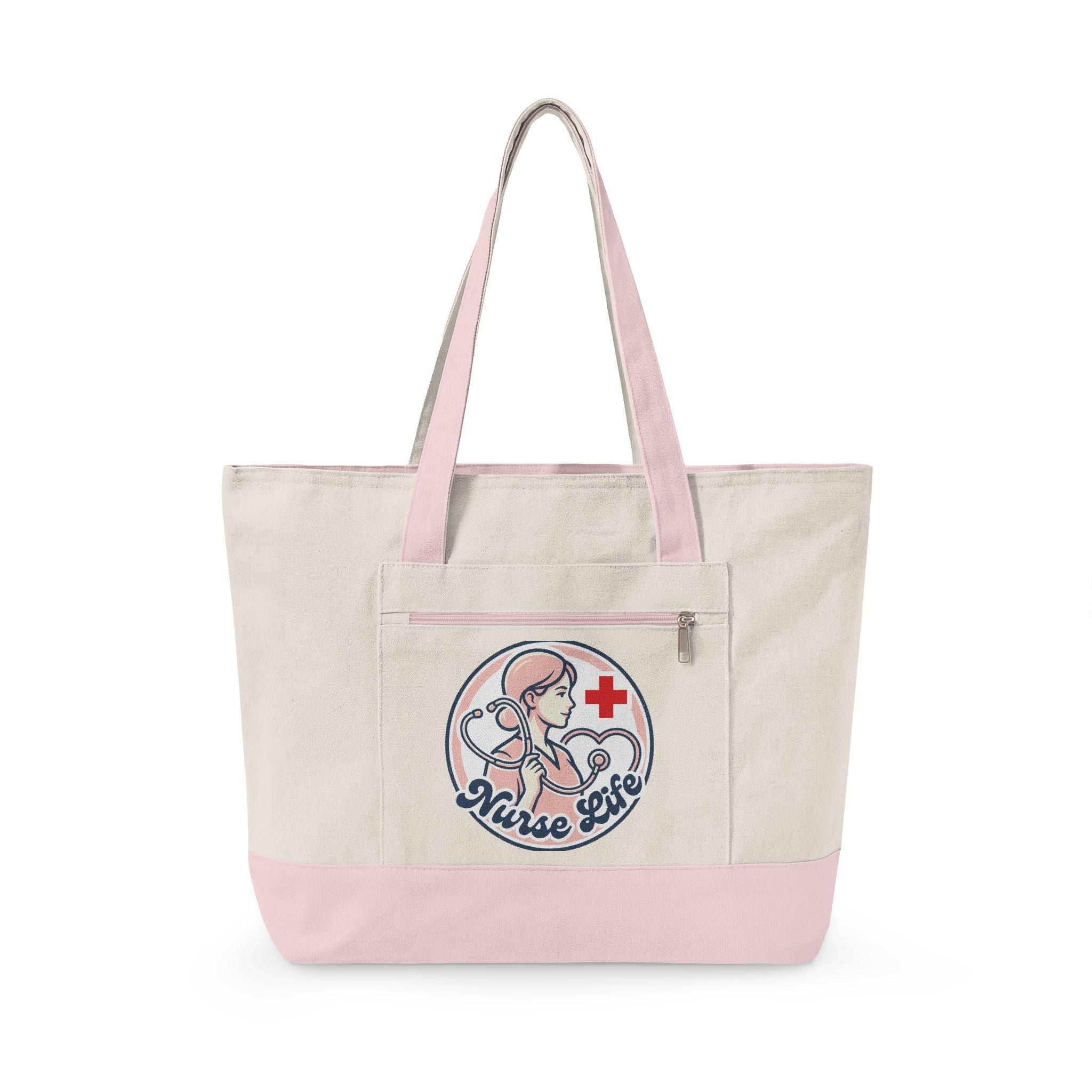 Nurse Life stethoscope heartbeat Zippered Canvas Tote | Nursing bag