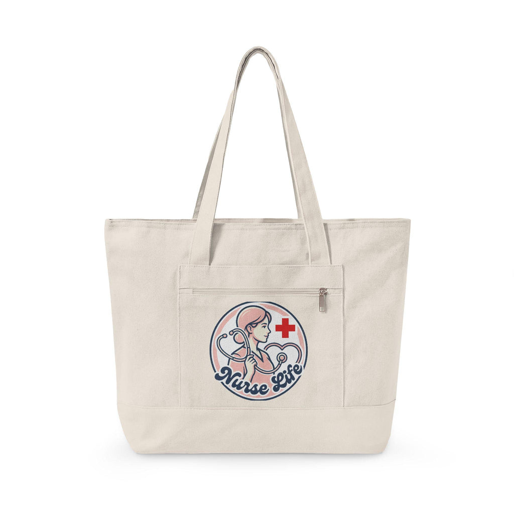 Nurse Life stethoscope heartbeat Zippered Canvas Tote | Nursing bag