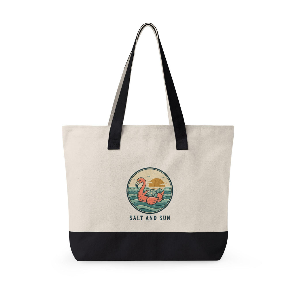 Flamingo Sunset Zippered Canvas Tote | Beach Retro Illustration