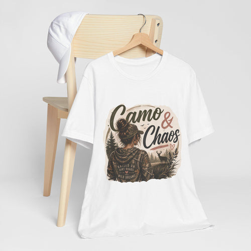 Camo & Chaos Graphic Tee | Hunting Deer Scene T-Shirt