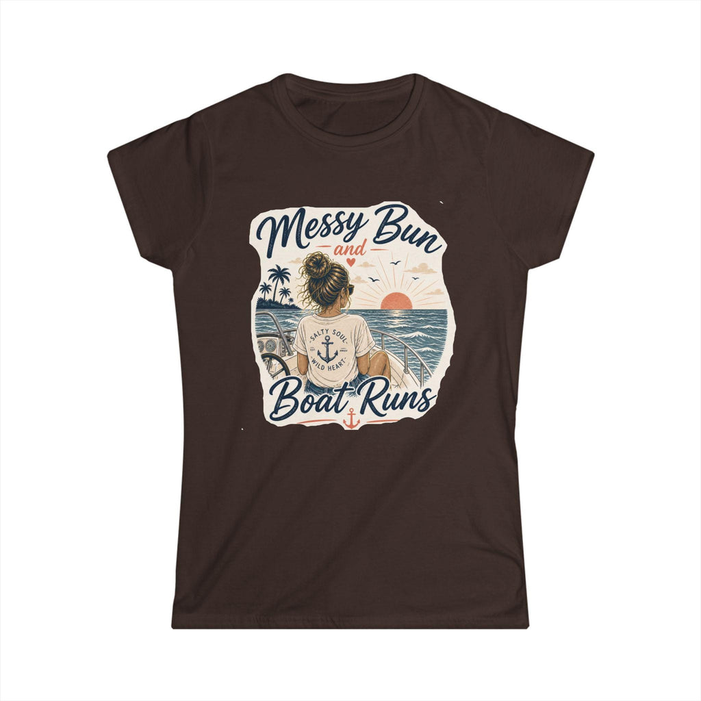 Messy Bun and Boat Runs Tee | Nautical Beach Sunset Shirt