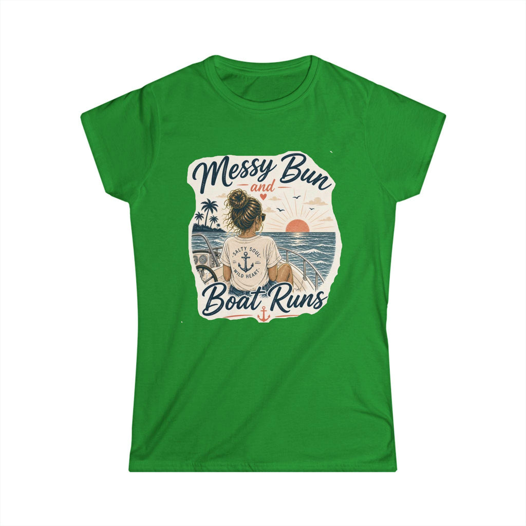 Messy Bun and Boat Runs Tee | Nautical Beach Sunset Shirt