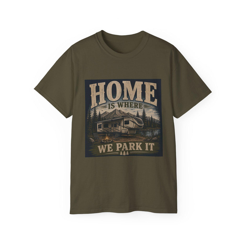 Home Is Where We Park It RV Camper Tee | Camping Outdoors Shirt