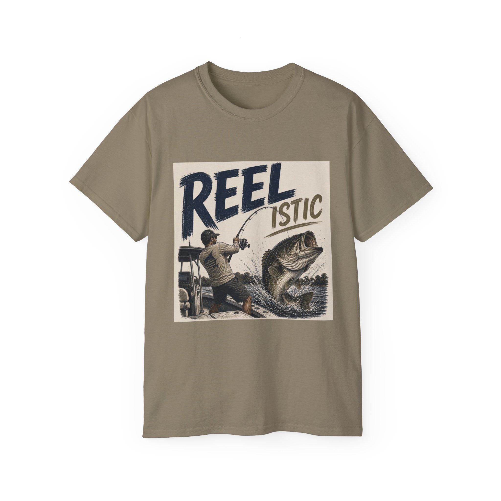 Reel-istic Fishing Graphic Tee | Bass Angler Retro Illustration