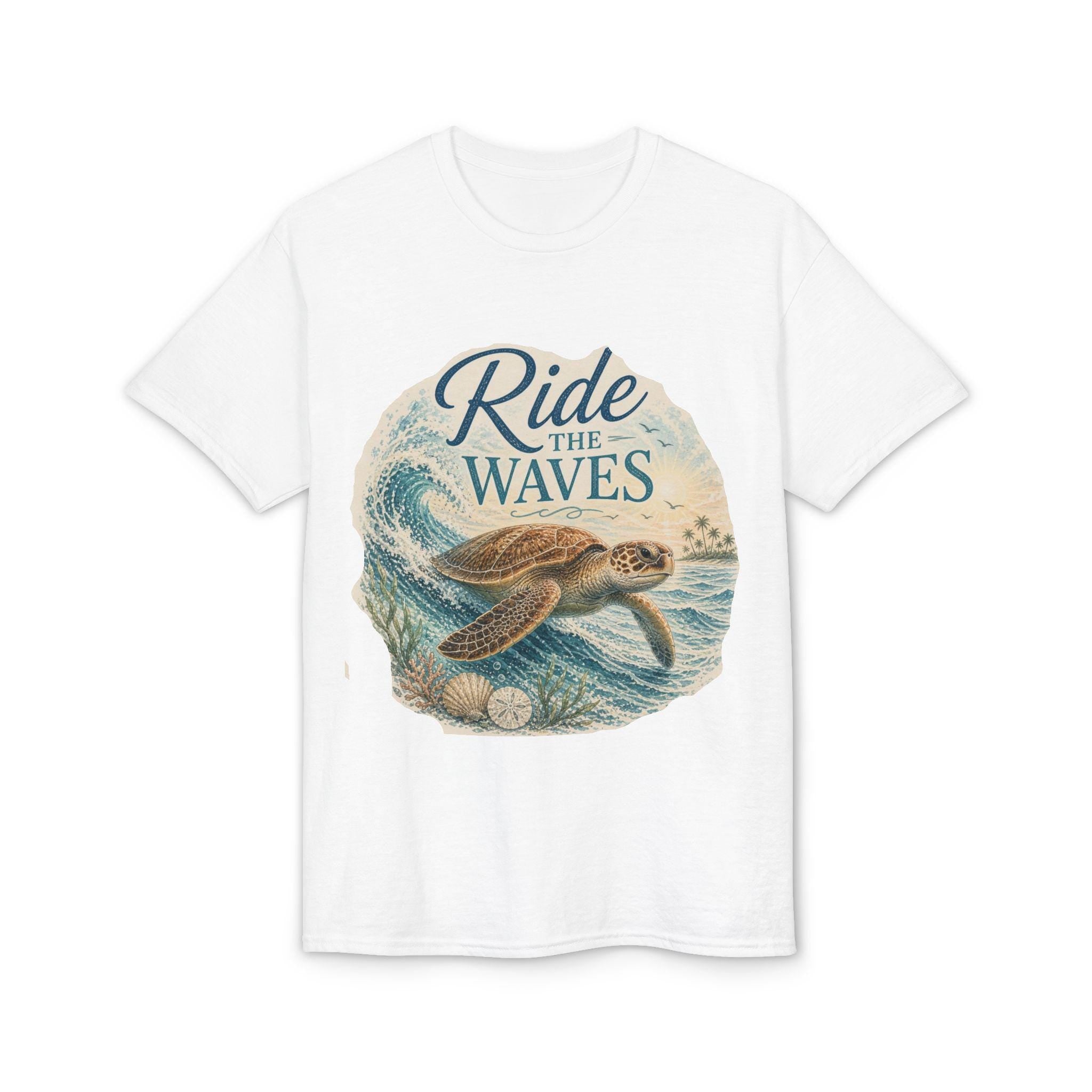 Ride the Waves Sea Turtle T-Shirt | Ocean Wave Graphic Tee