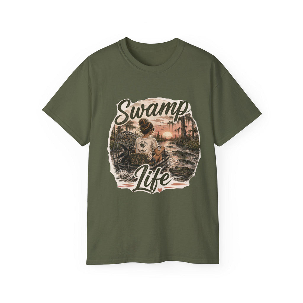 Swamp Life Tee | Alligator Bayou Fishing Scene T-Shirt