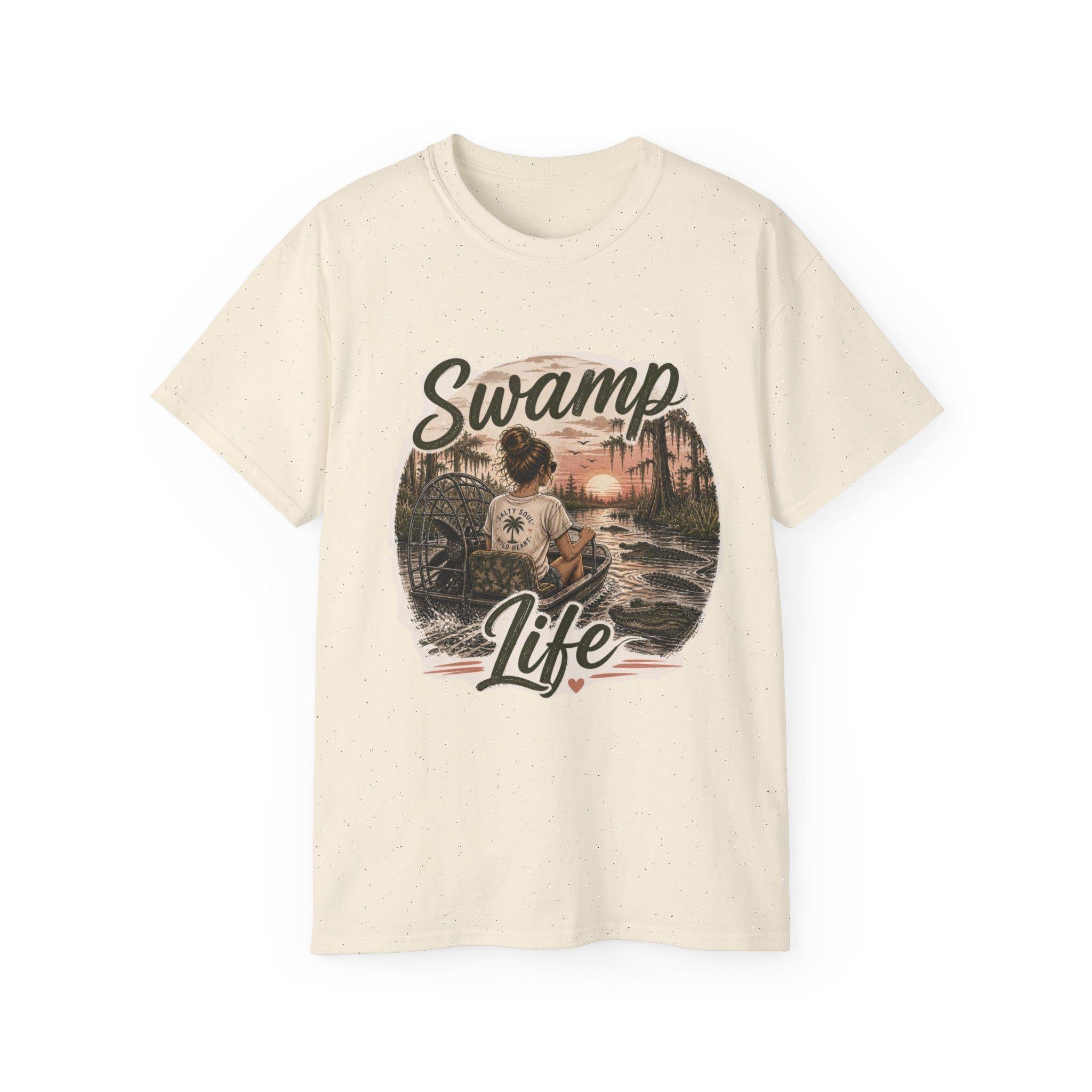 Swamp Life Tee | Alligator Bayou Fishing Scene T-Shirt