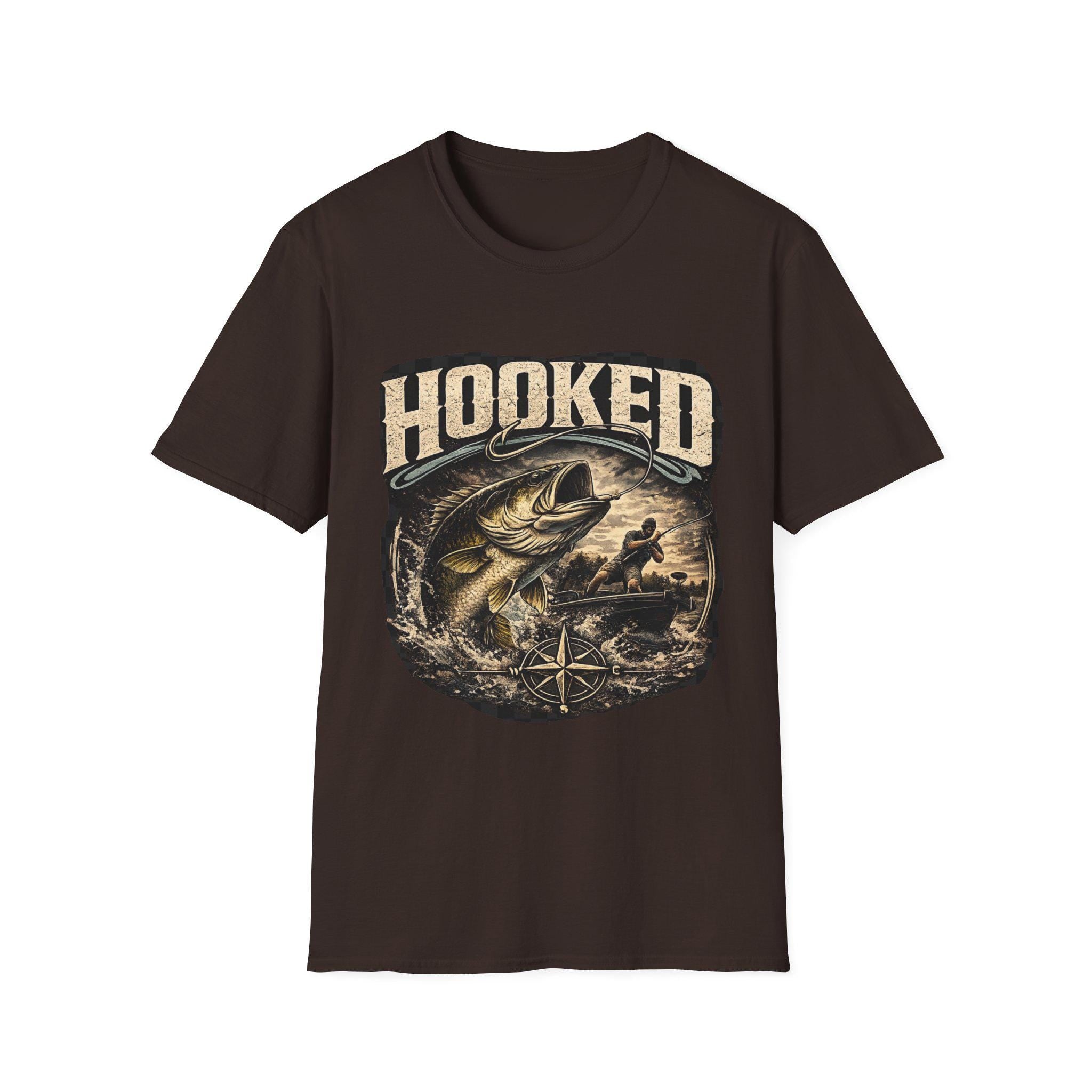 Hooked Bass Graphic T-Shirt | Fishing Boat Angler Design