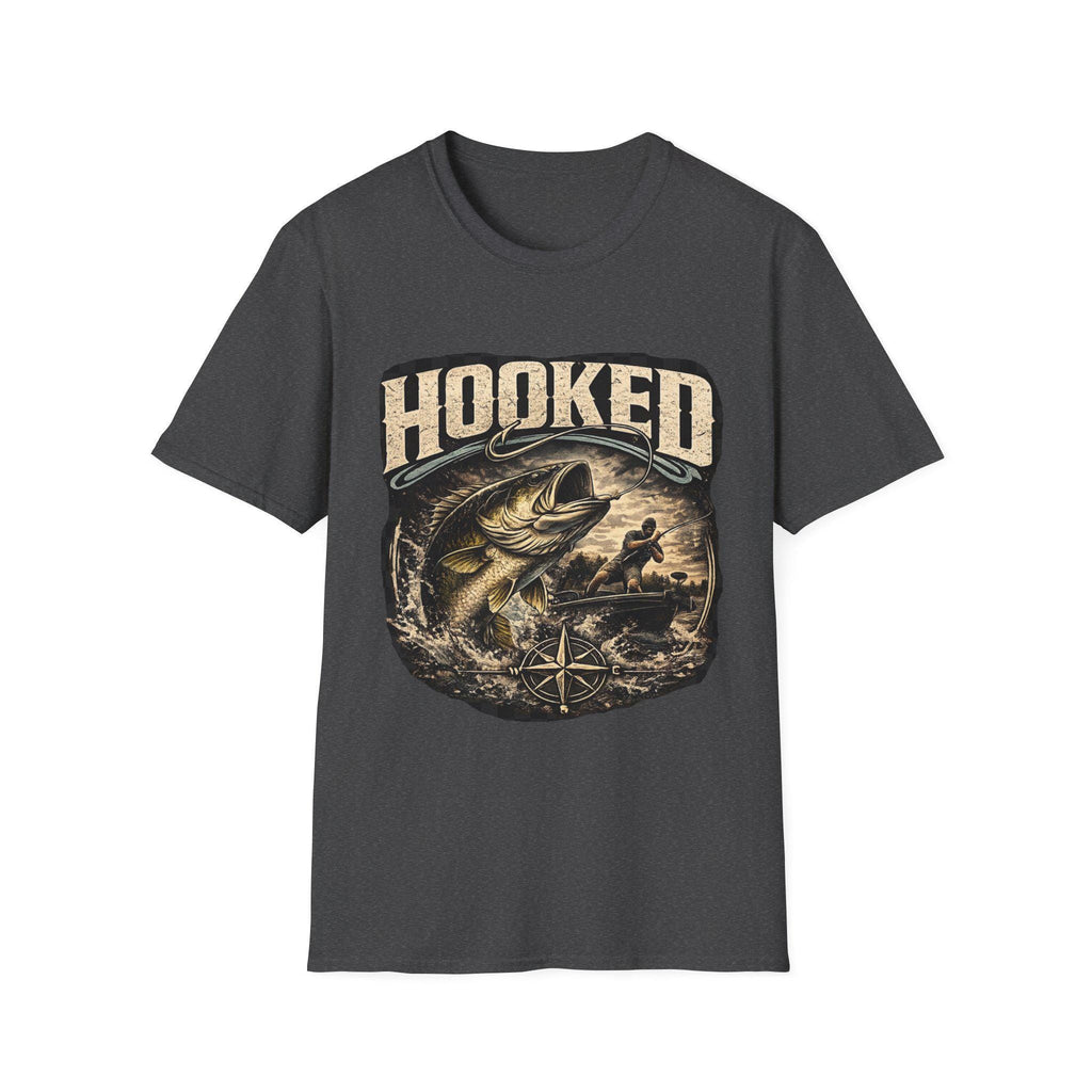 Hooked Bass Graphic T-Shirt | Fishing Boat Angler Design