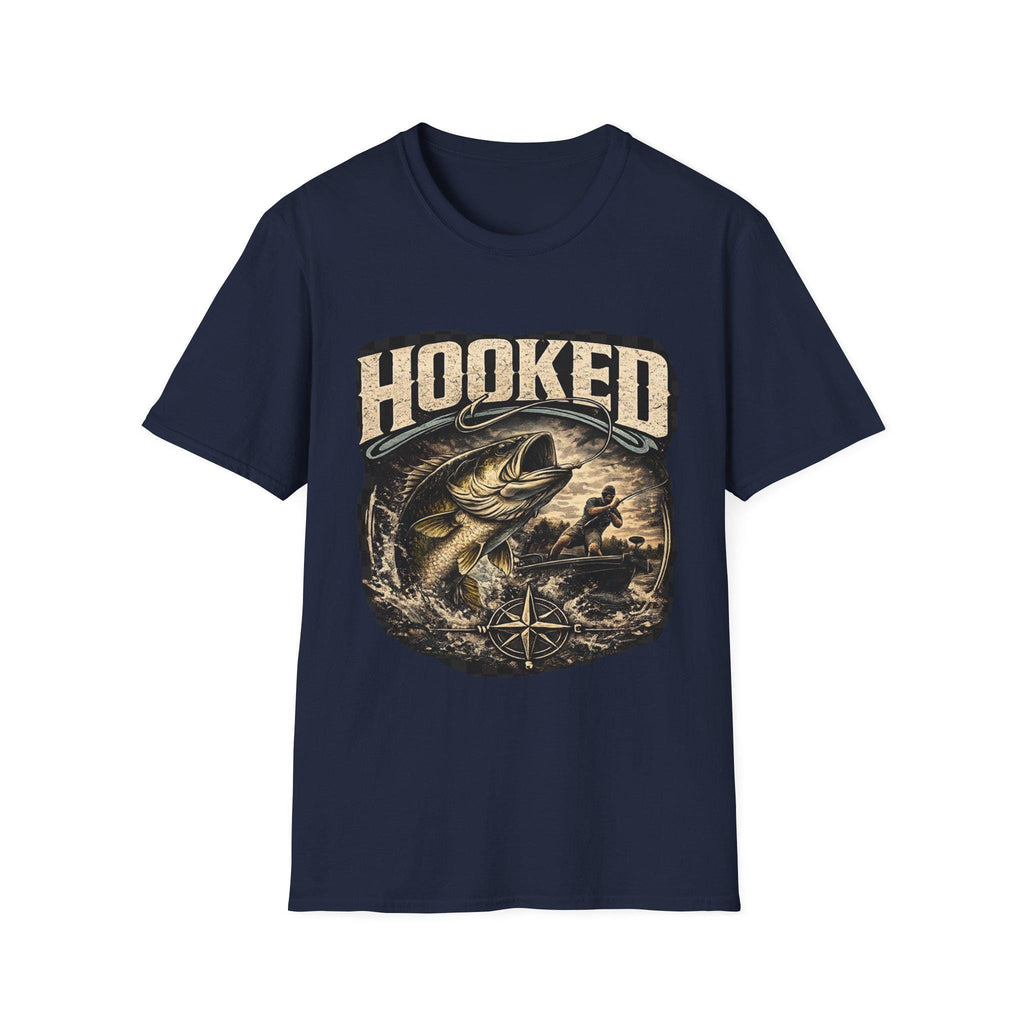 Hooked Bass Graphic T-Shirt | Fishing Boat Angler Design