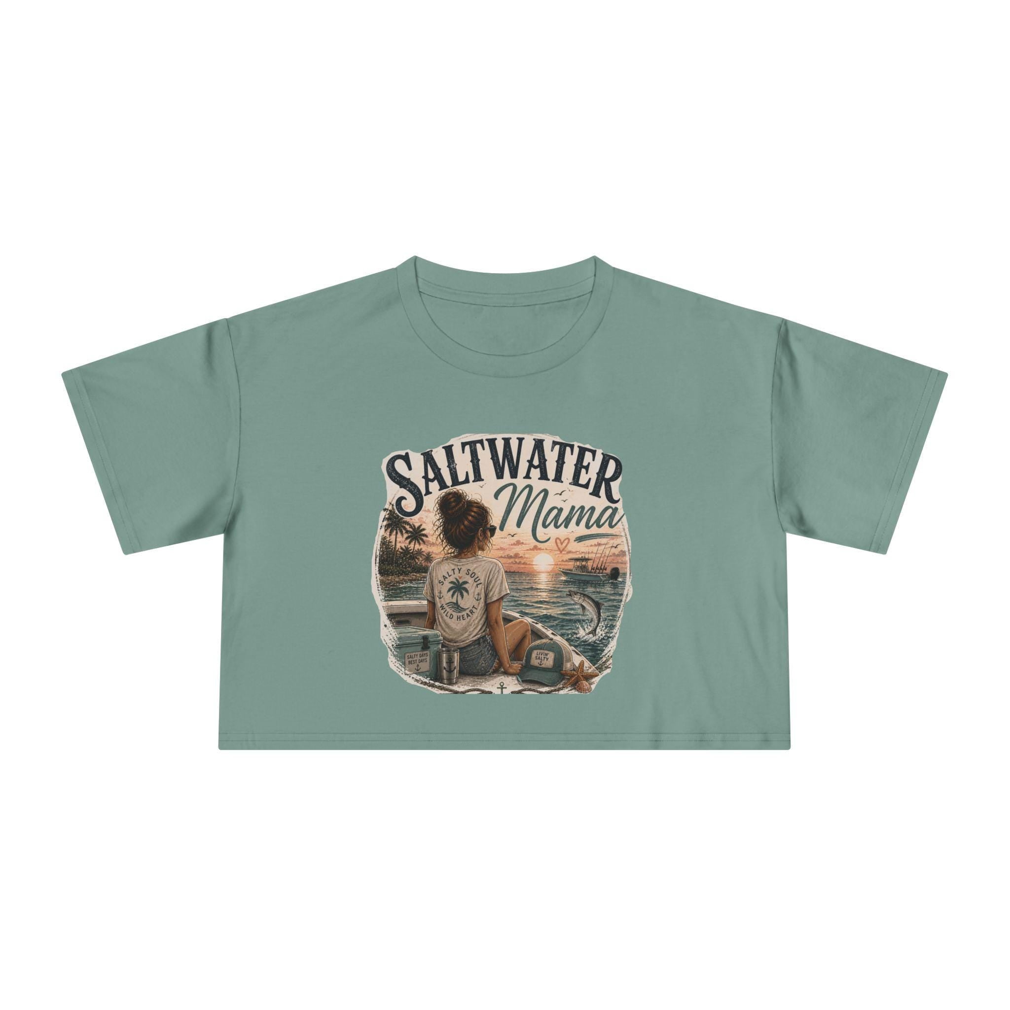 Saltwater Mama Beach Scene T-Shirt | Crop Tee