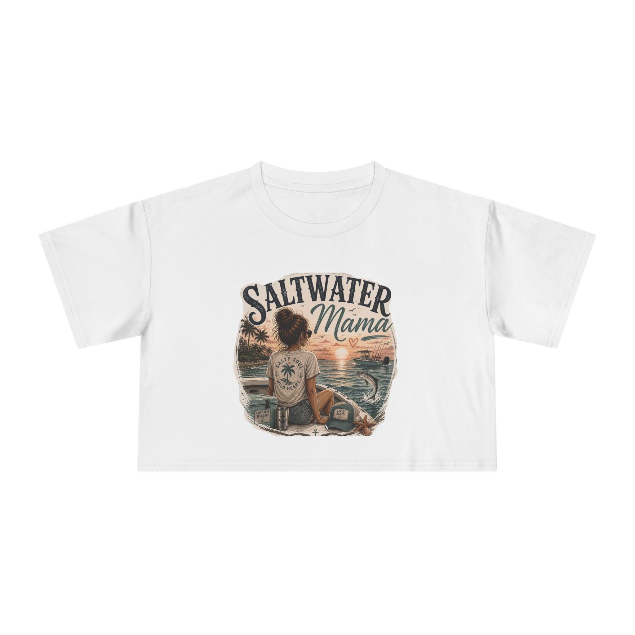 Saltwater Mama Beach Scene T-Shirt | Crop Tee