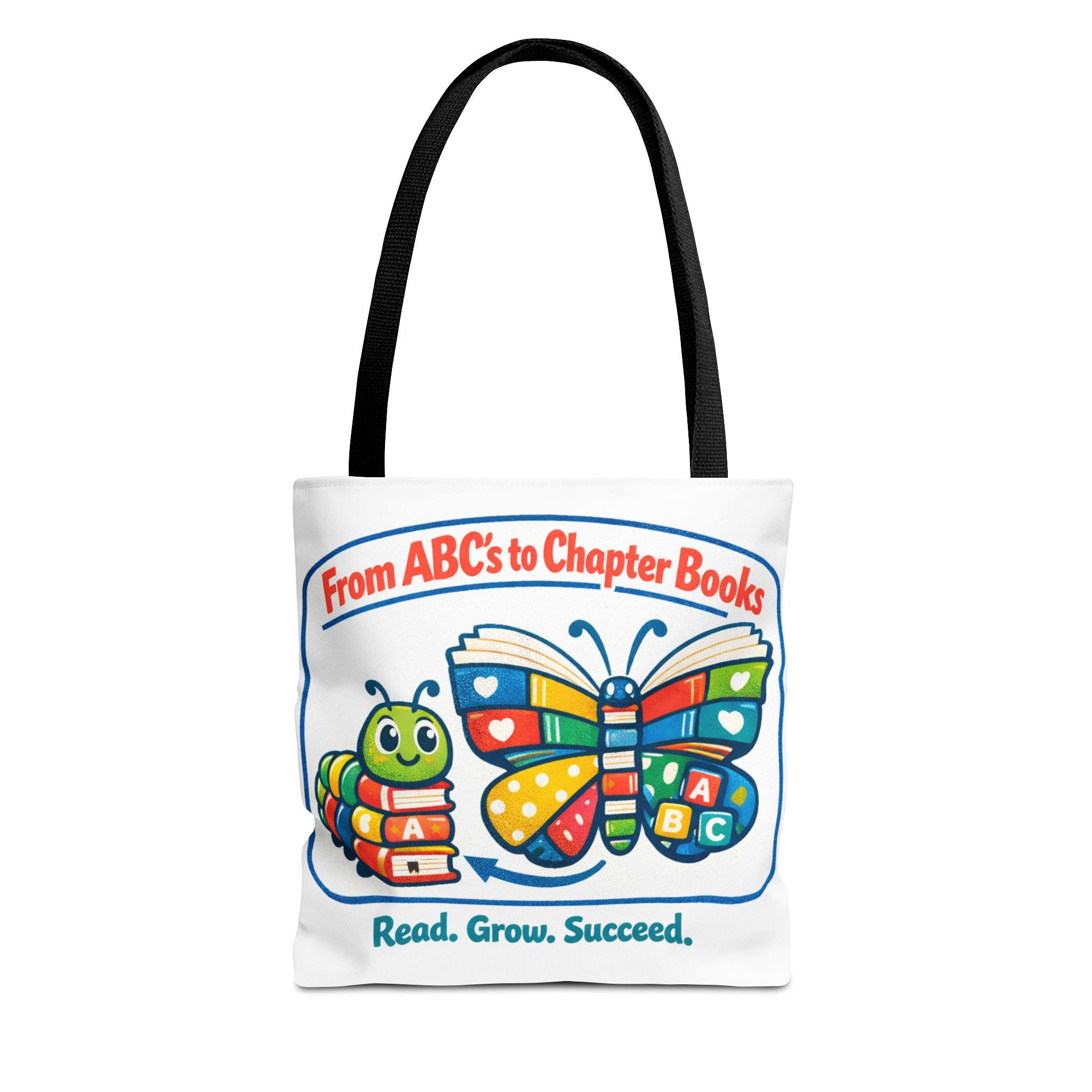 From ABCs to Chapter Books Tote Bag | Read Grow Succeed kids literacy