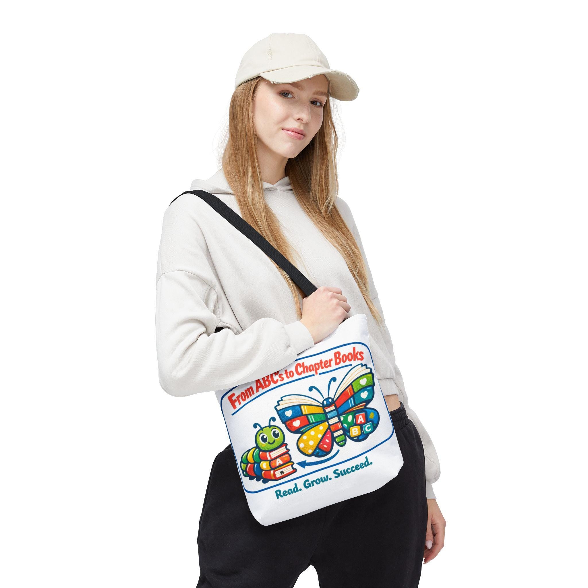 From ABCs to Chapter Books Tote Bag | Read Grow Succeed kids literacy