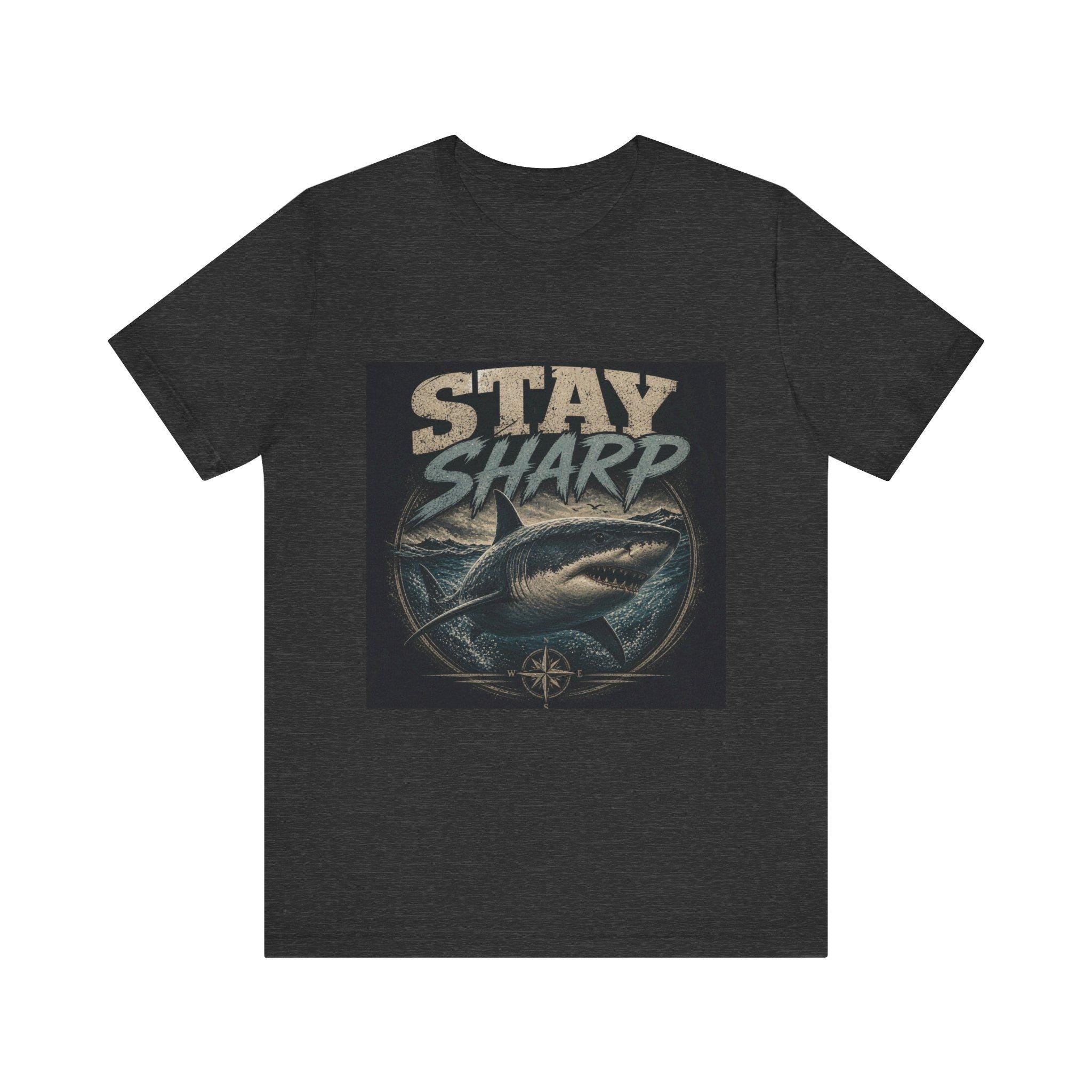 Stay Sharp Shark Tee | Vintage Nautical Compass Illustration