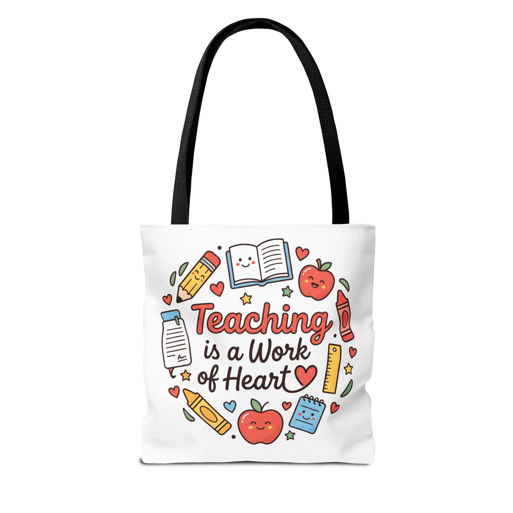 Teaching Is a Work of Heart tote bag | Teacher apple school design