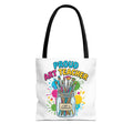 Proud Art Teacher tote bag | art supplies jar paintbrushes splatter