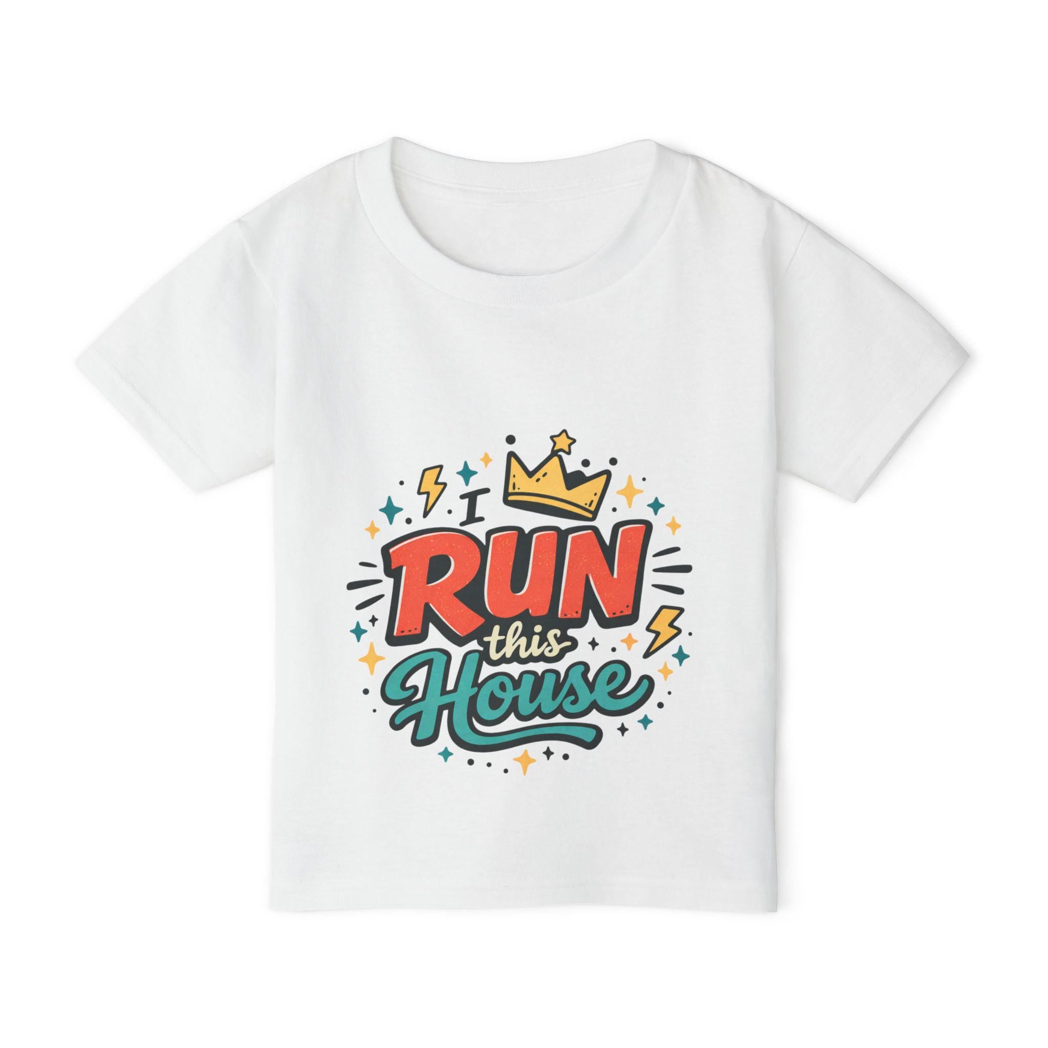 Run This House Toddler T-shirt | Crown Graphic, Bold Retro Script
