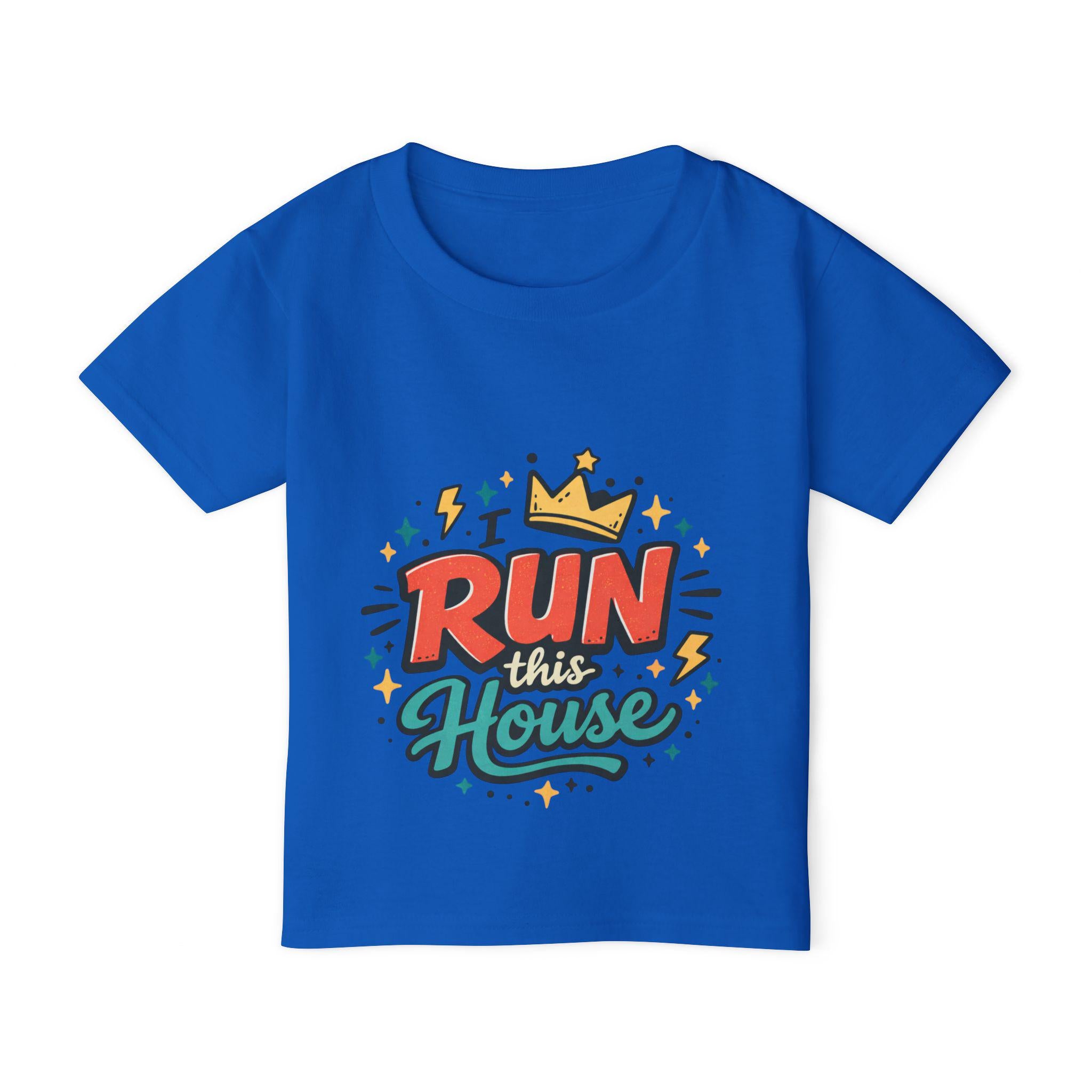 Run This House Toddler T-shirt | Crown Graphic, Bold Retro Script