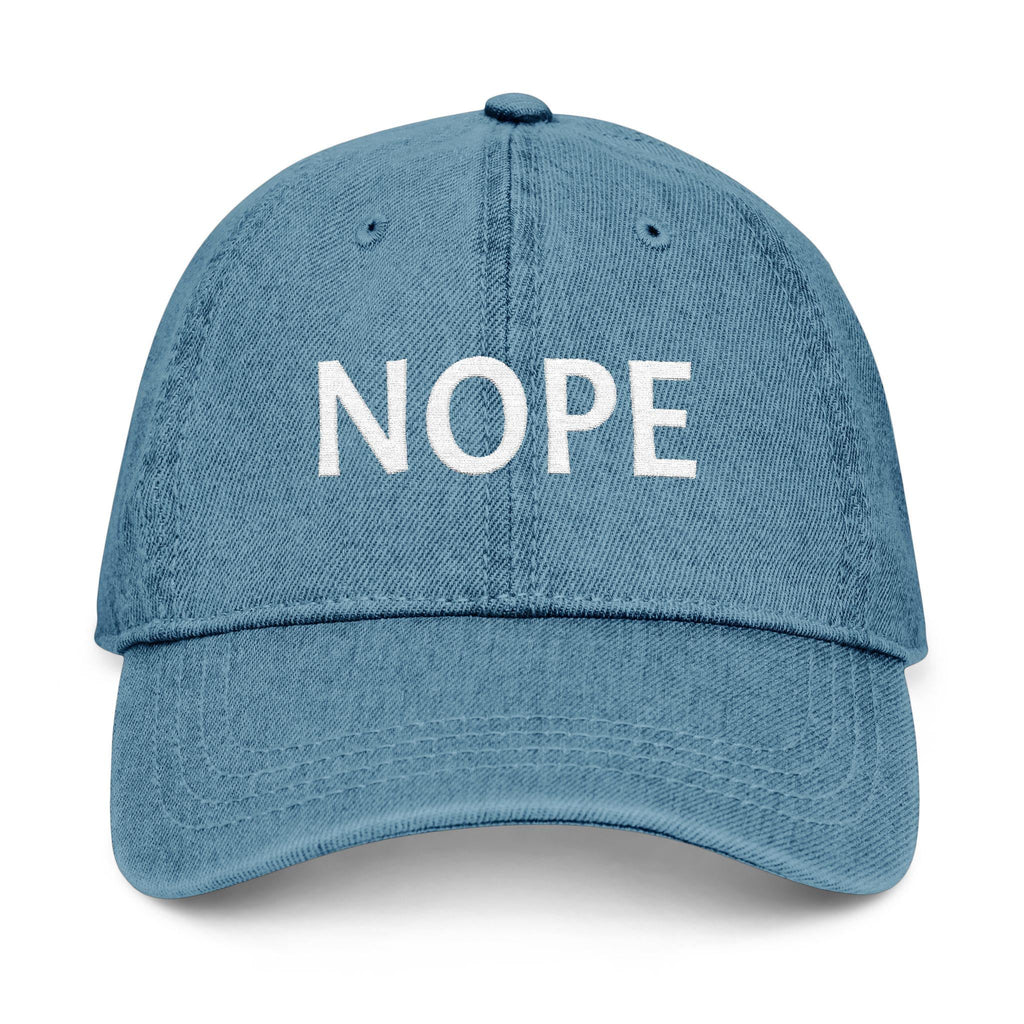NOPE embroidered denim hat | simple text baseball cap