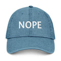 NOPE embroidered denim hat | simple text baseball cap