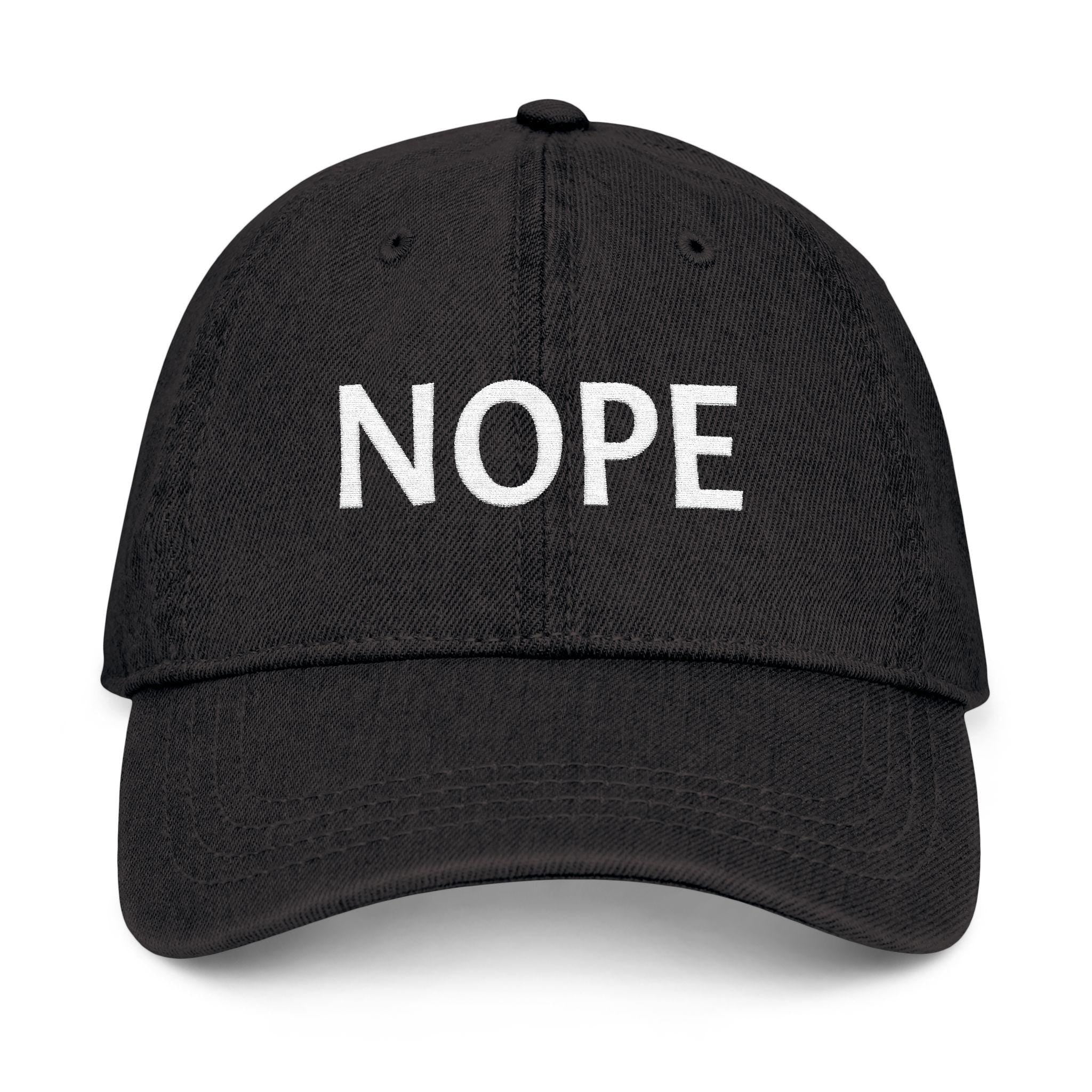 NOPE embroidered denim hat | simple text baseball cap
