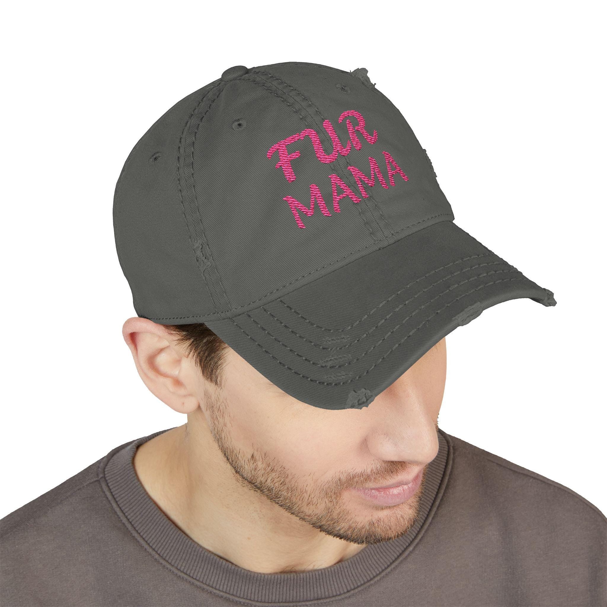 Fur Mama Dad Hat | Embroidered Distressed Cap