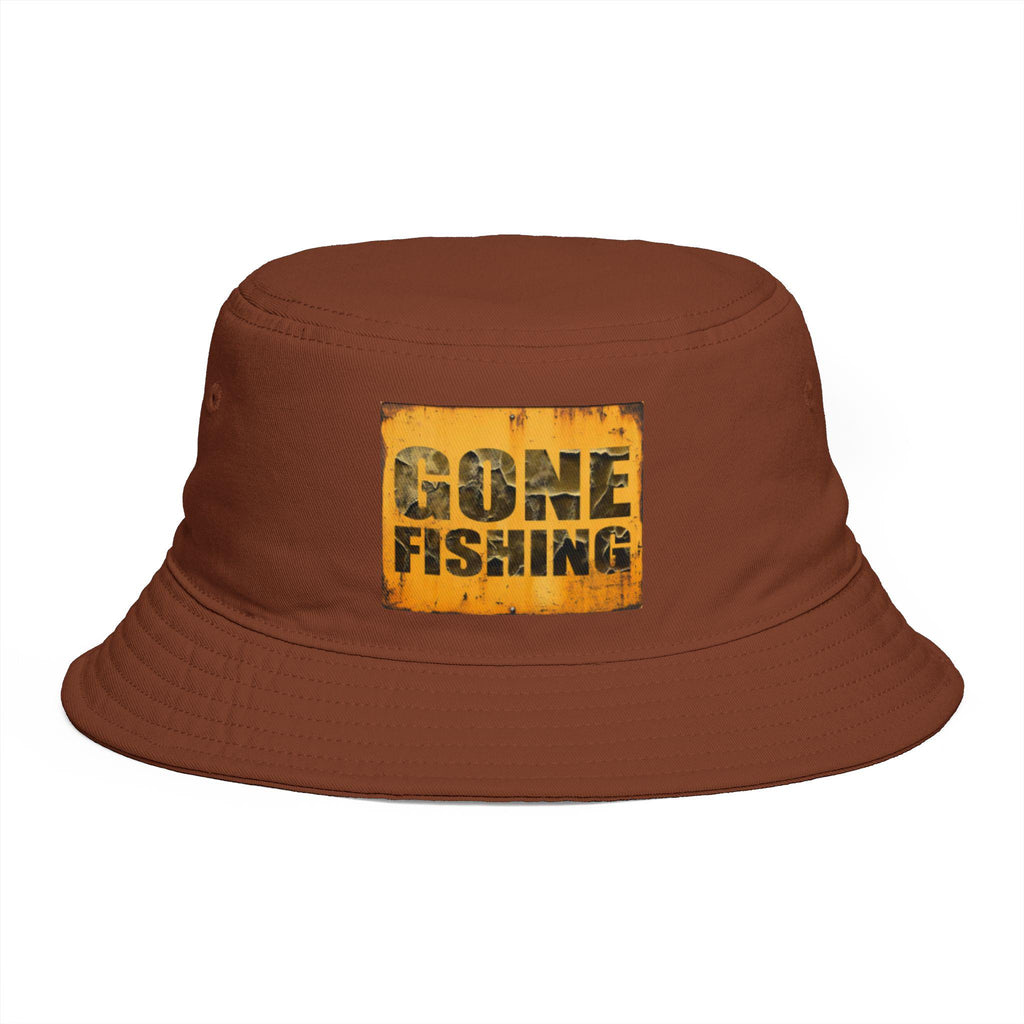 Gone Fishing bucket hat | distressed sign design, outdoor fishing hat