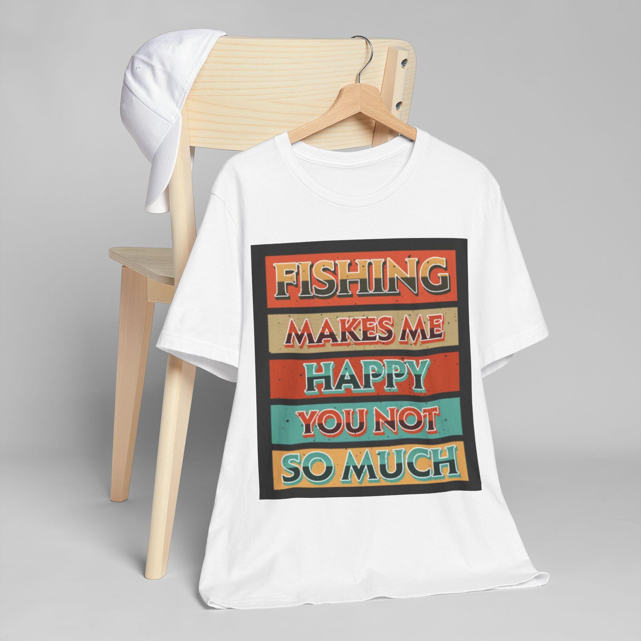 Fishing Makes Me Happy You Not So Much T-Shirt | Retro Striped Fishing Tee