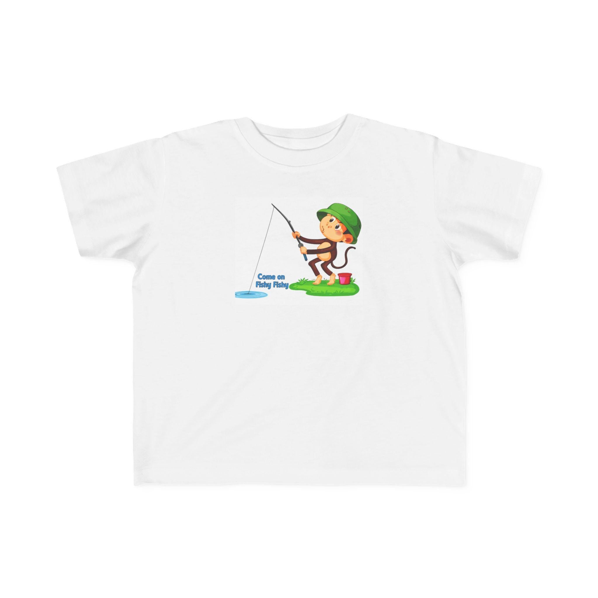 Fisherboy Monkey Fishing Toddler T-Shirt | Kids Pond Adventure Tee