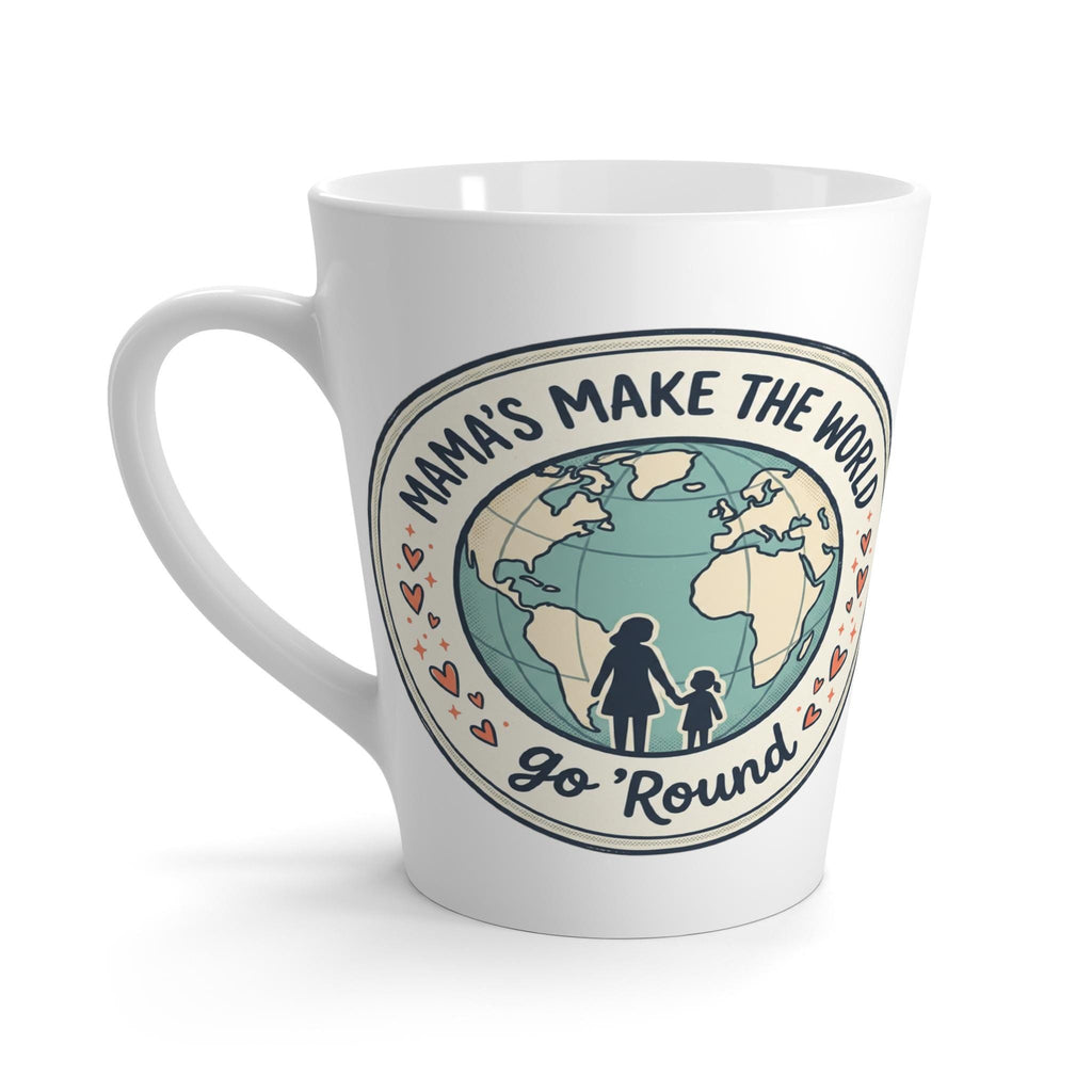 Mama and Child Globe Illustration Latte Mug | Mama's Make the World Go Round