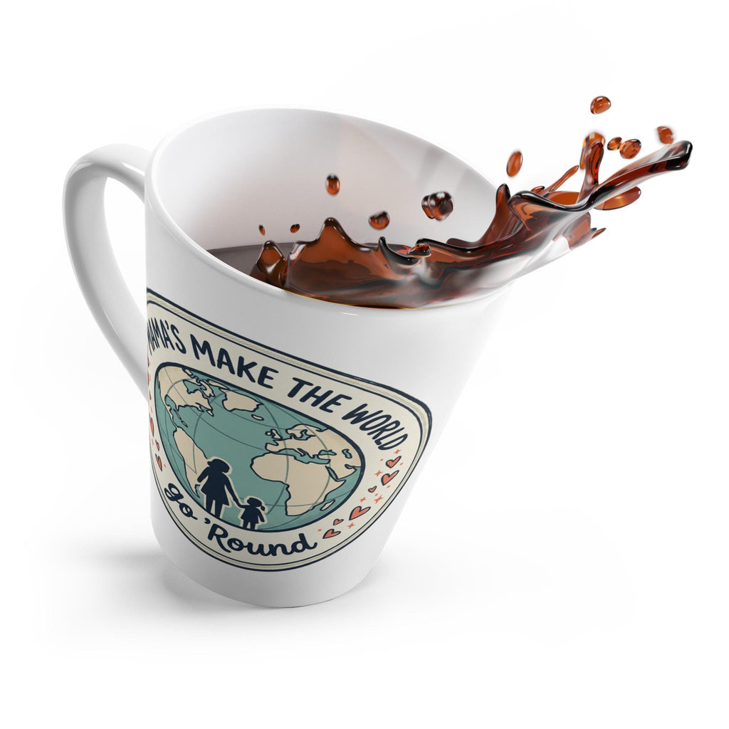 Mama and Child Globe Illustration Latte Mug | Mama's Make the World Go Round