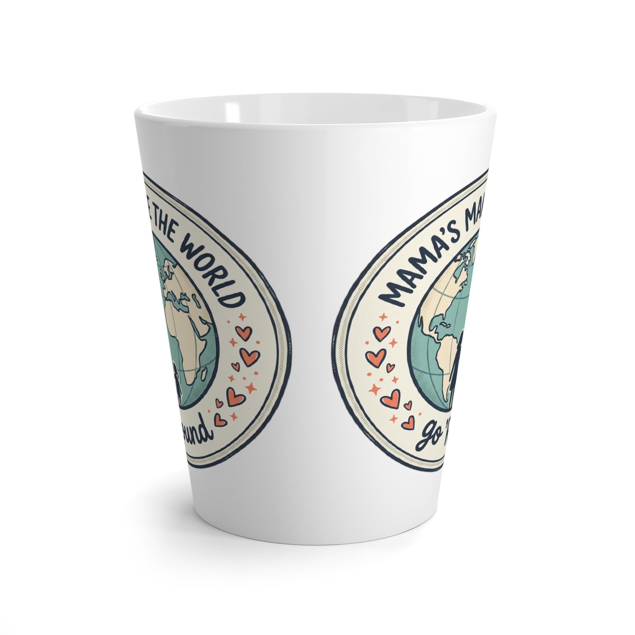 Mama and Child Globe Illustration Latte Mug | Mama's Make the World Go Round