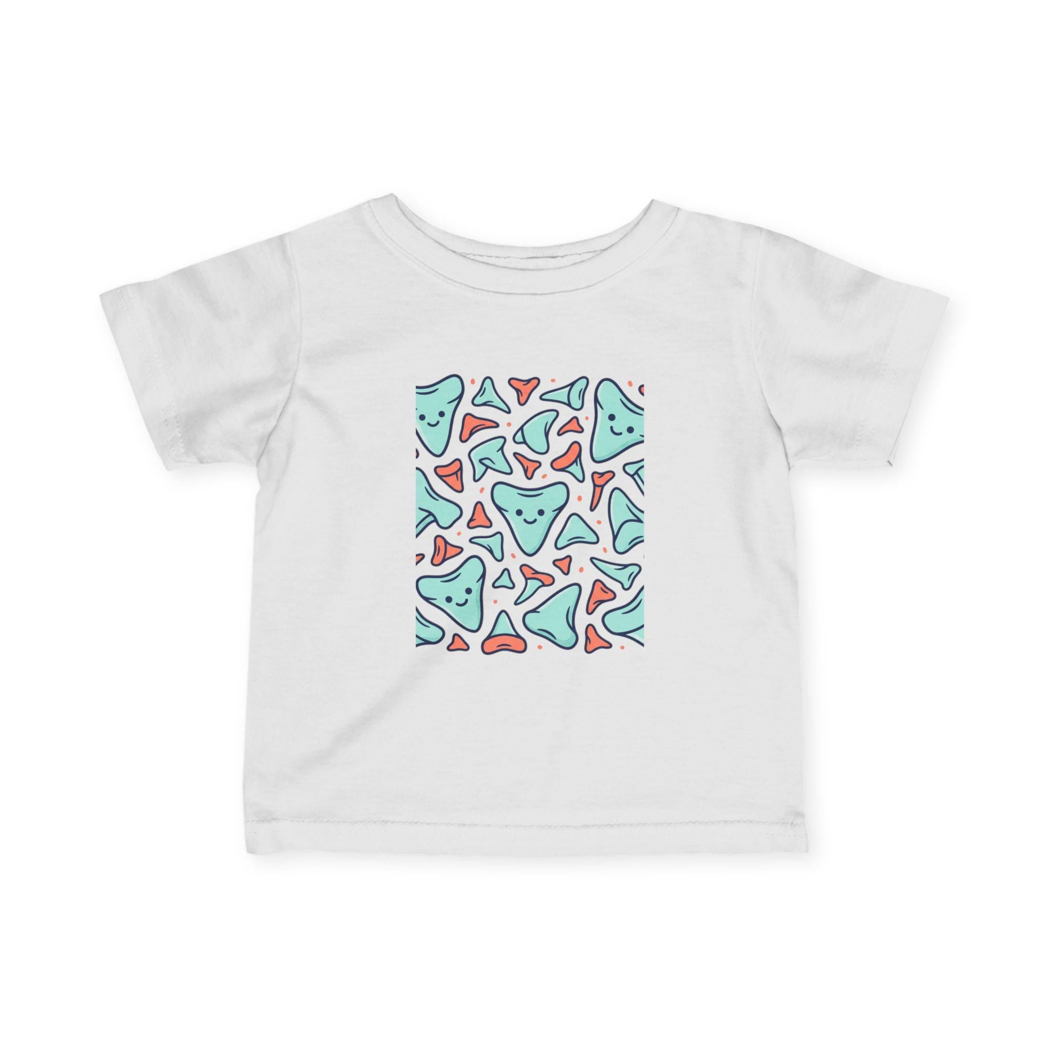Smiling Triangle Pattern Infant Tee | Cute Geometric Shapes, Pastel Print