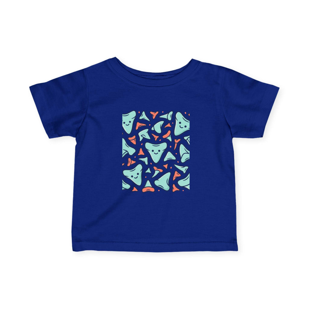 Smiling Triangle Pattern Infant Tee | Cute Geometric Shapes, Pastel Print