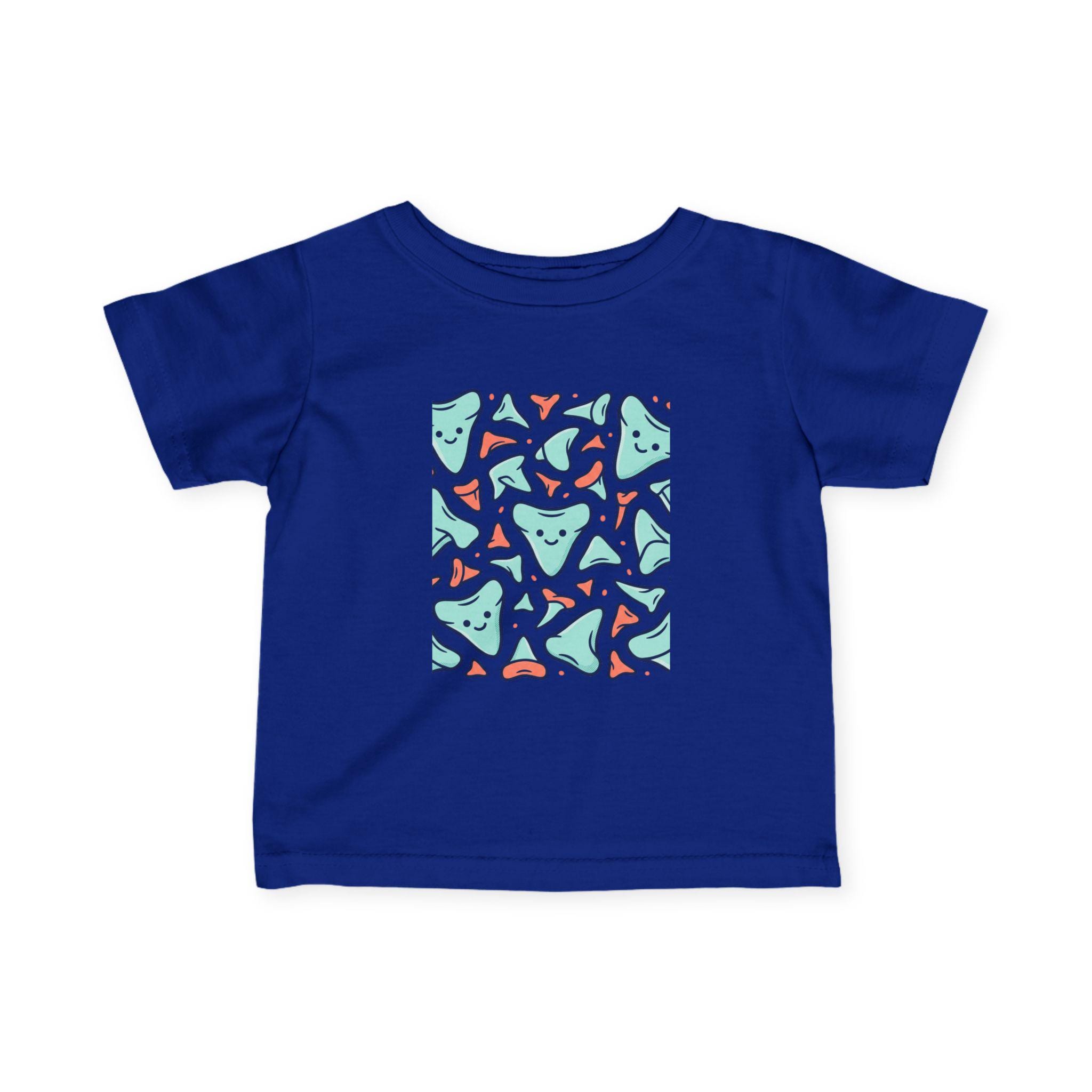 Smiling Triangle Pattern Infant Tee | Cute Geometric Shapes, Pastel Print