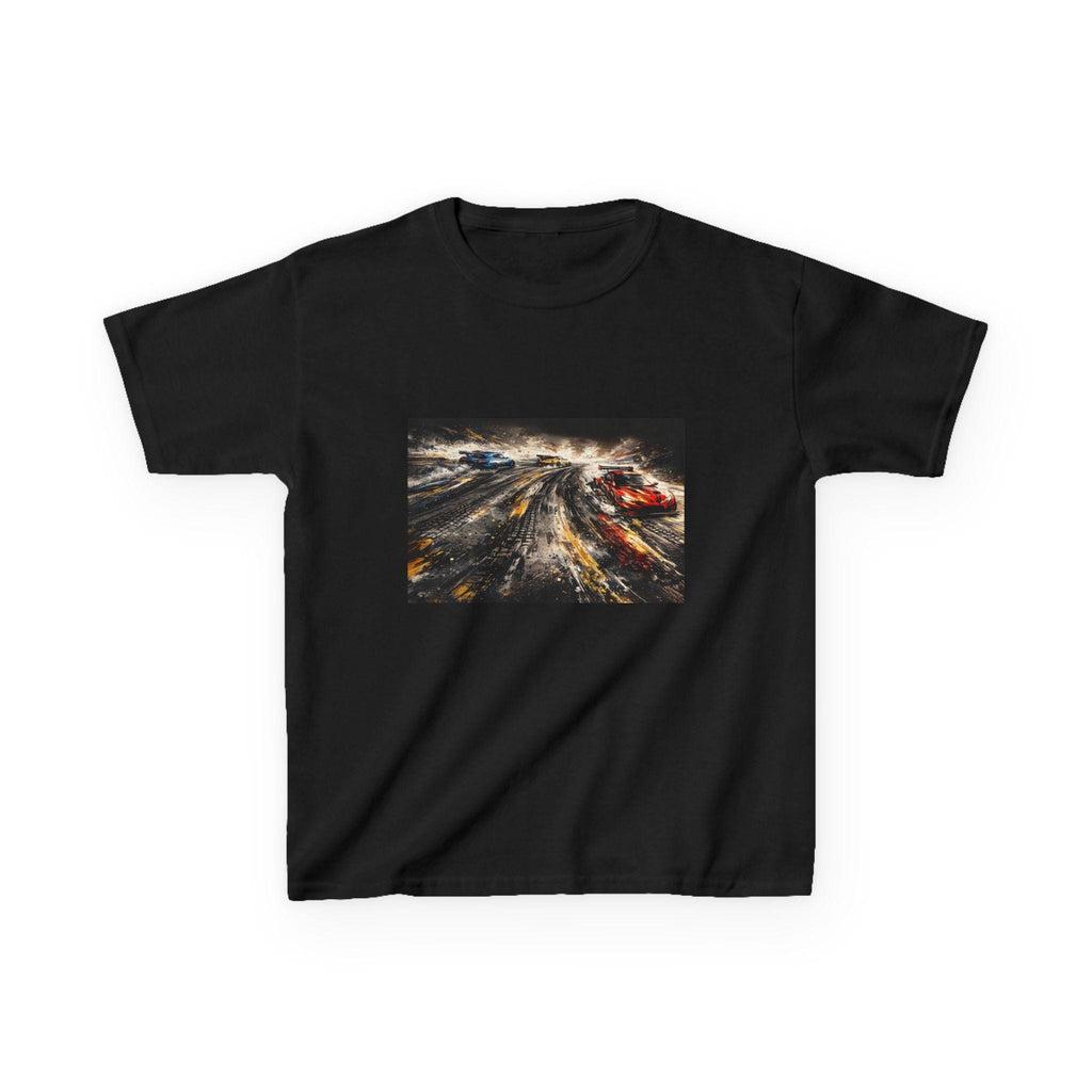 Racing Cars Print Tee | Kids white shirt, action car illustration