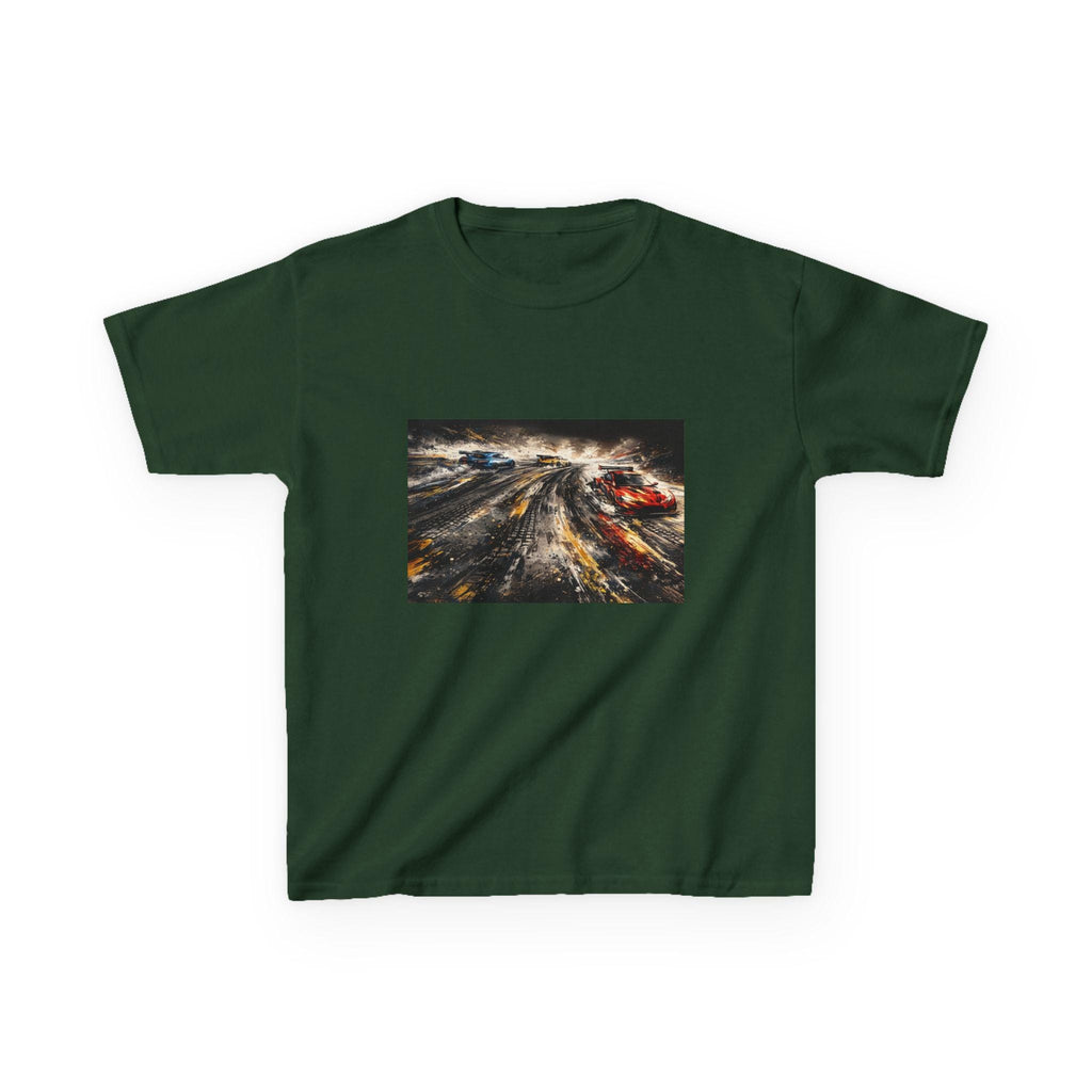 Racing Cars Print Tee | Kids white shirt, action car illustration