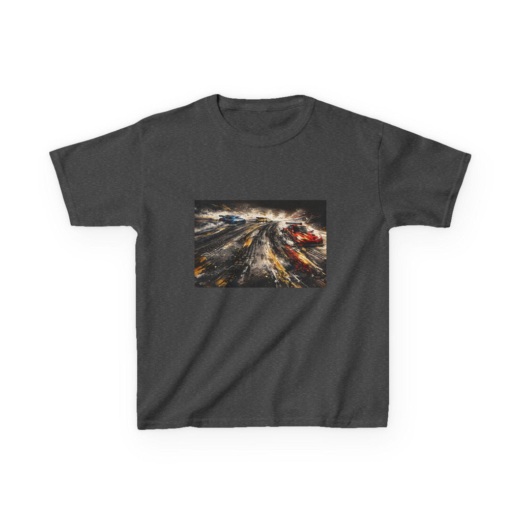 Racing Cars Print Tee | Kids white shirt, action car illustration