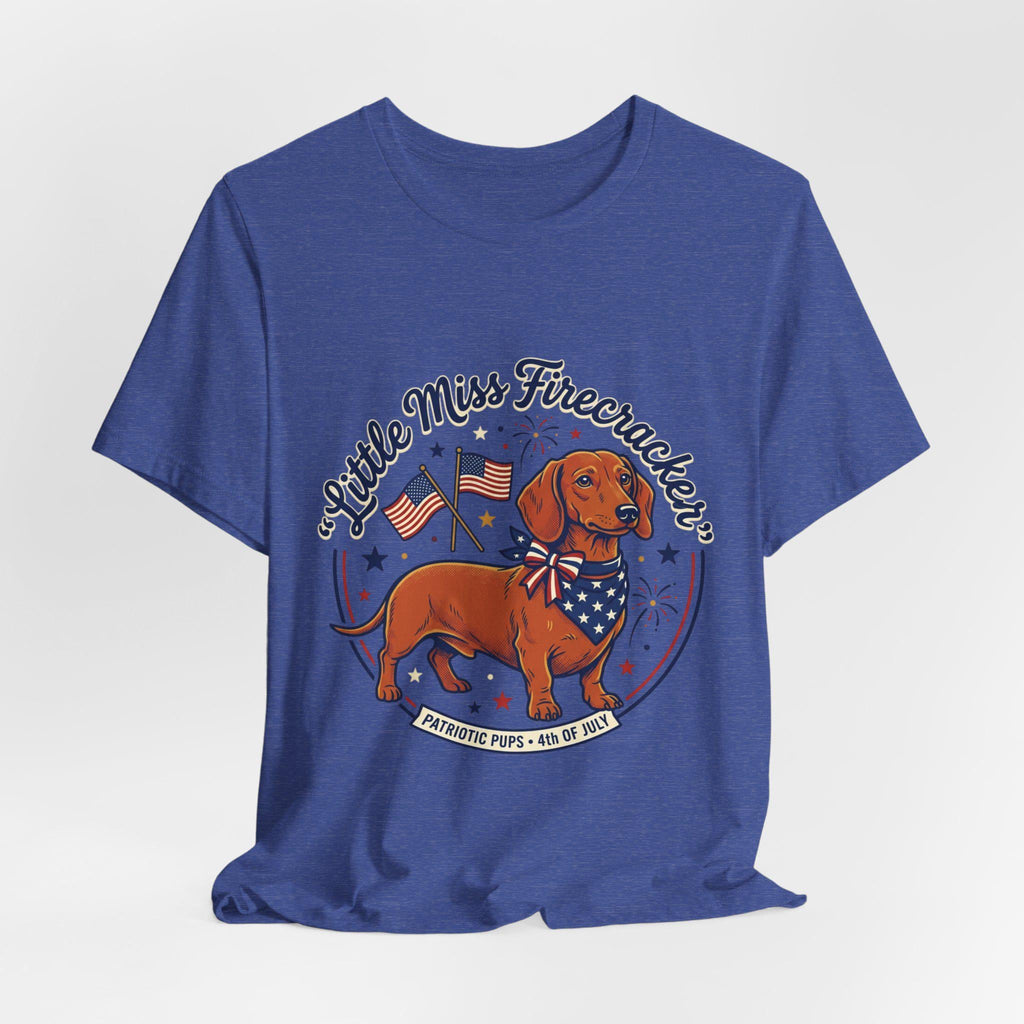 Little Miss Firecracker Dachshund Tee | Patriotic Fourth of July Dog Shirt