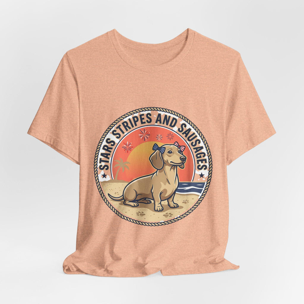 Dachshund Beach Sunset Tee | Stars Stripes and Sausages