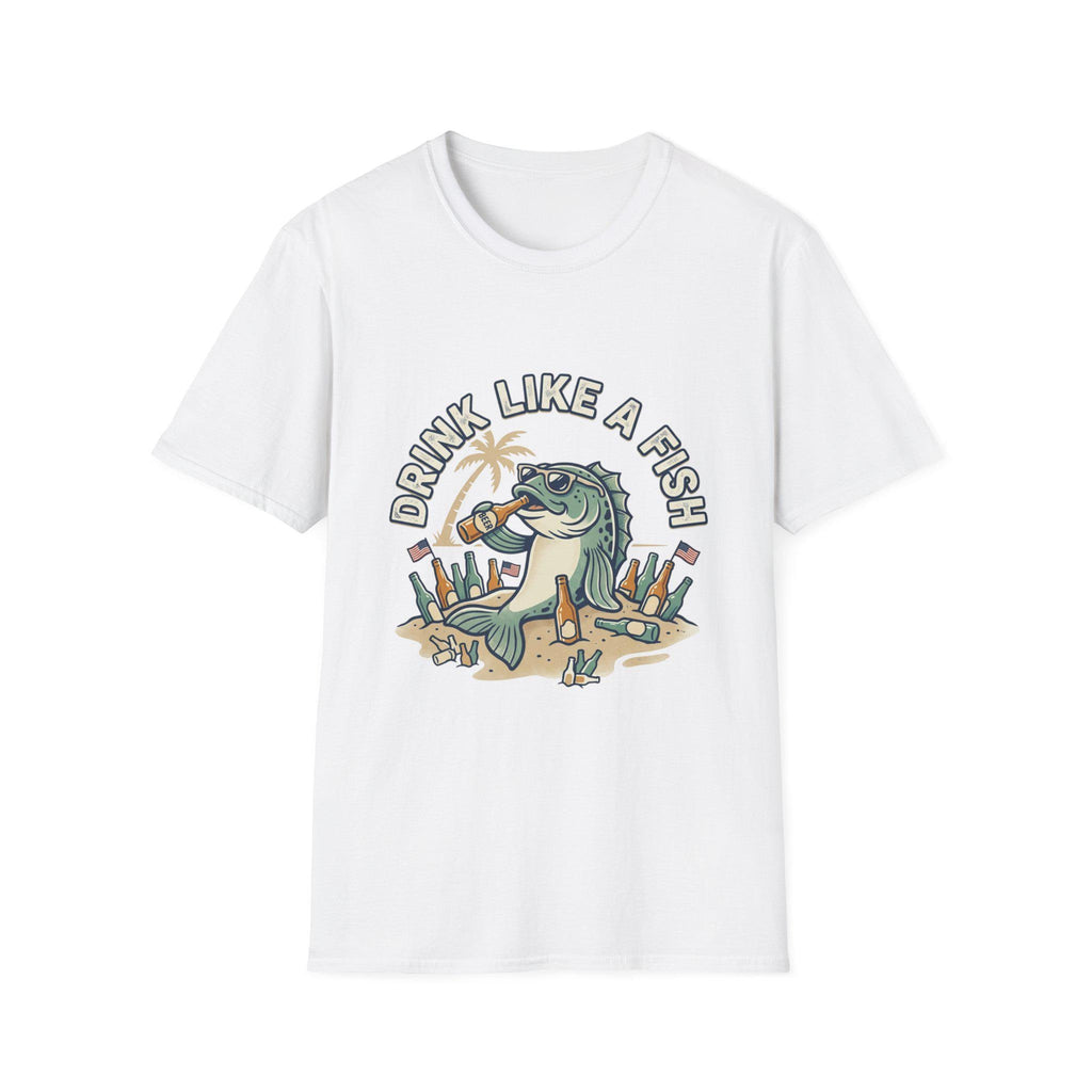 Drink Like a Fish T-Shirt | Fishing Bass Illustration, Coastal Beer Tee